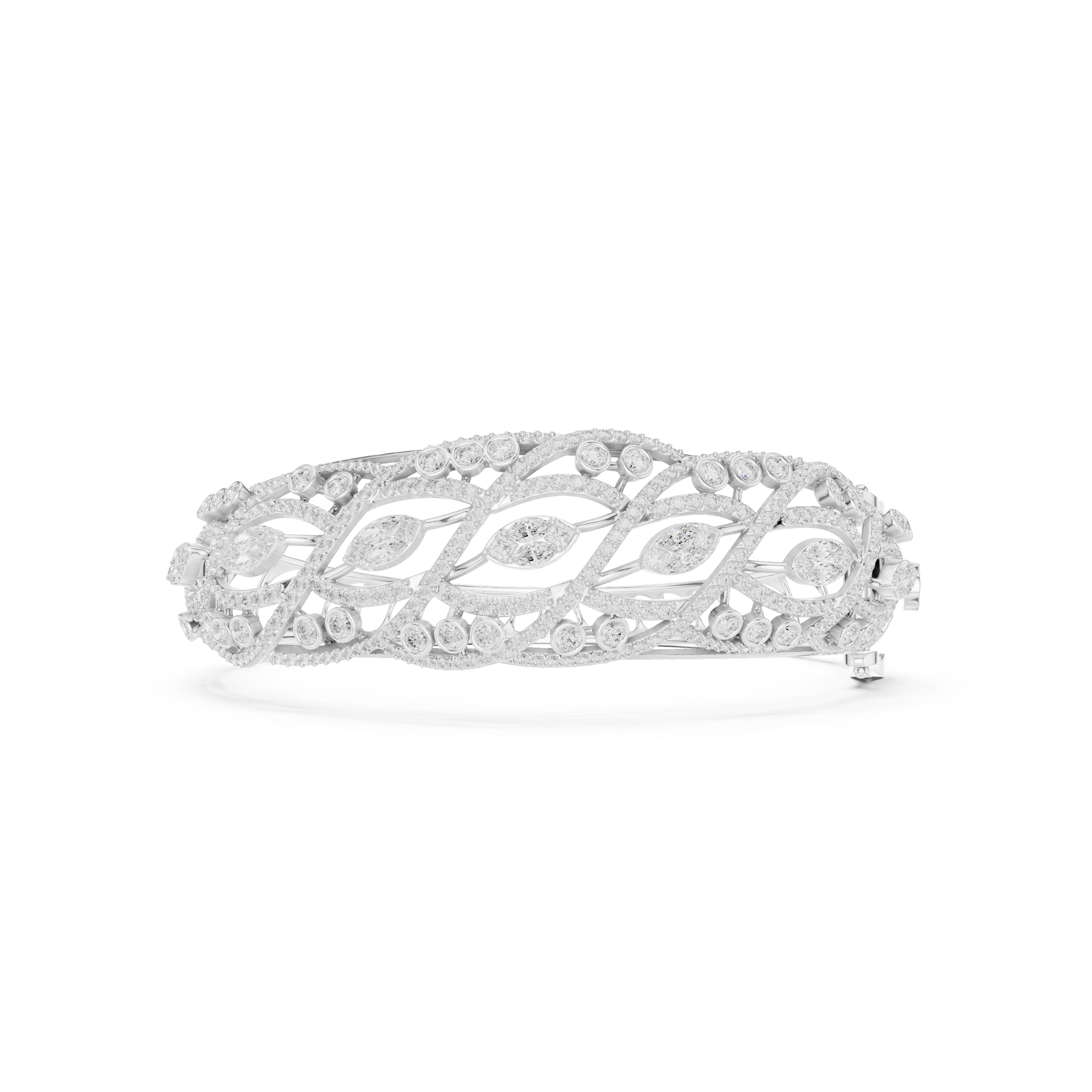 Intertwined Vine & Leaf Diamond Statement bracelet