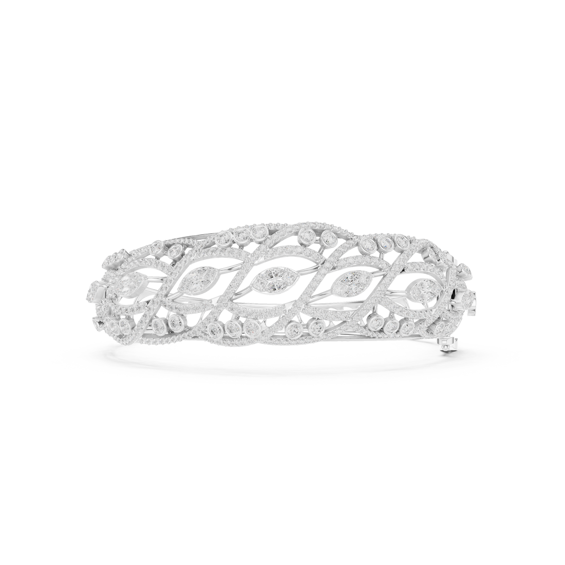 Intertwined Vine & Leaf Diamond Statement bracelet