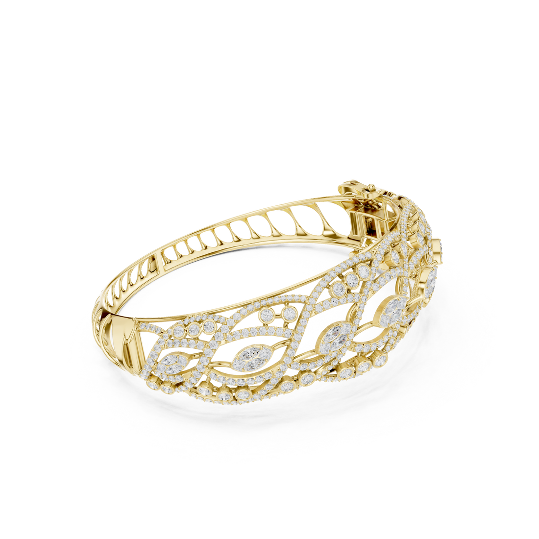 Intertwined Vine & Leaf Diamond Statement bracelet