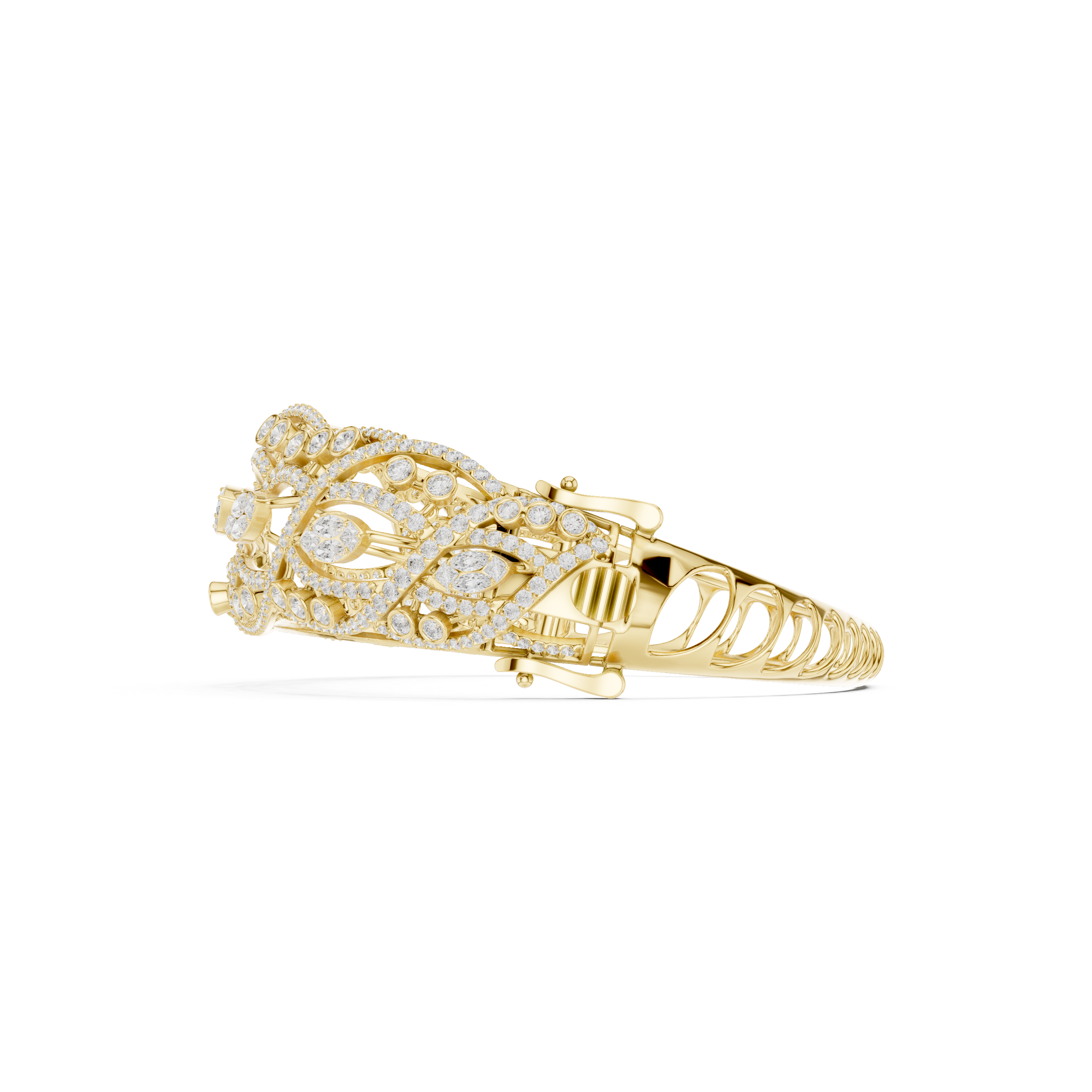 Intertwined Vine & Leaf Diamond Statement bracelet