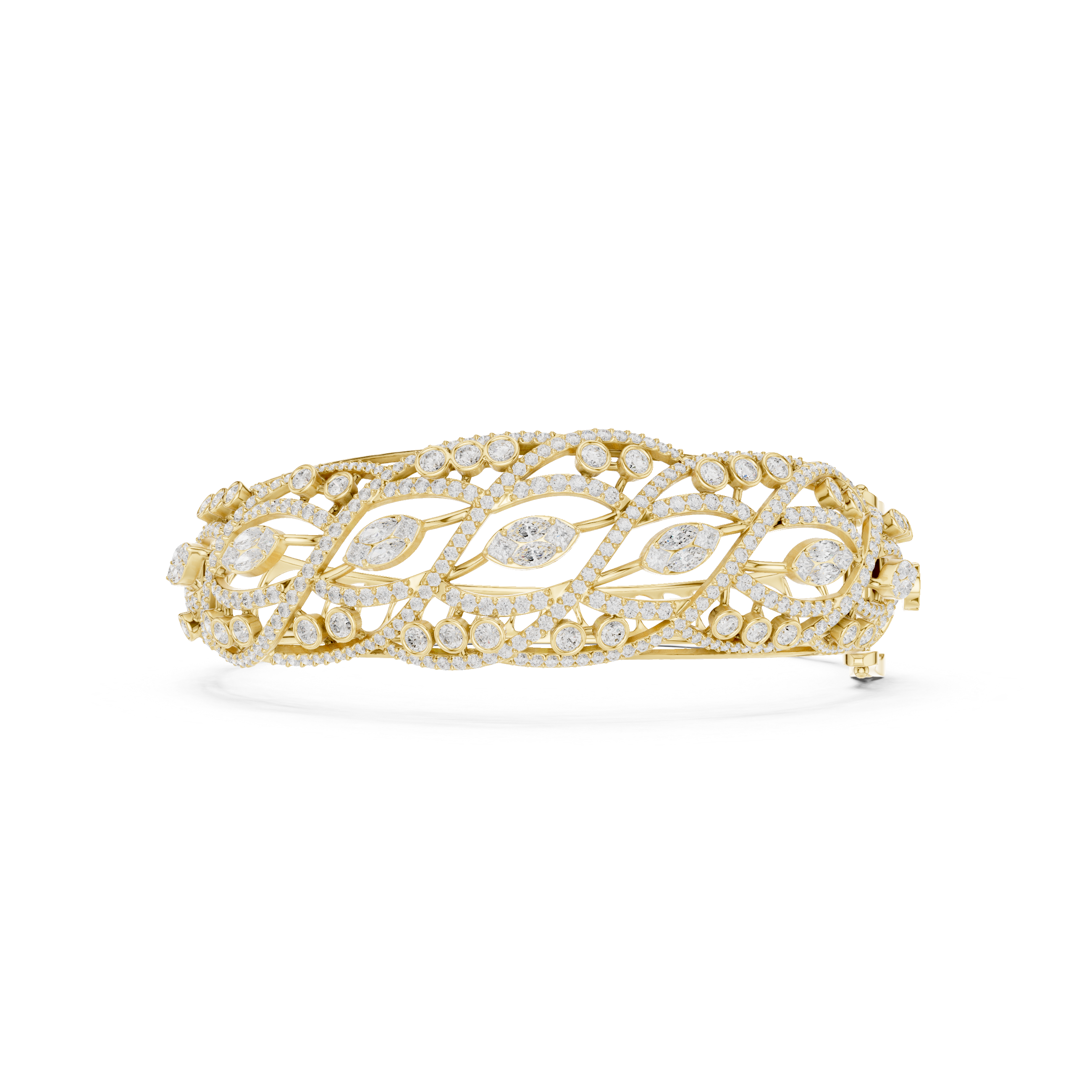 Intertwined Vine & Leaf Diamond Statement bracelet