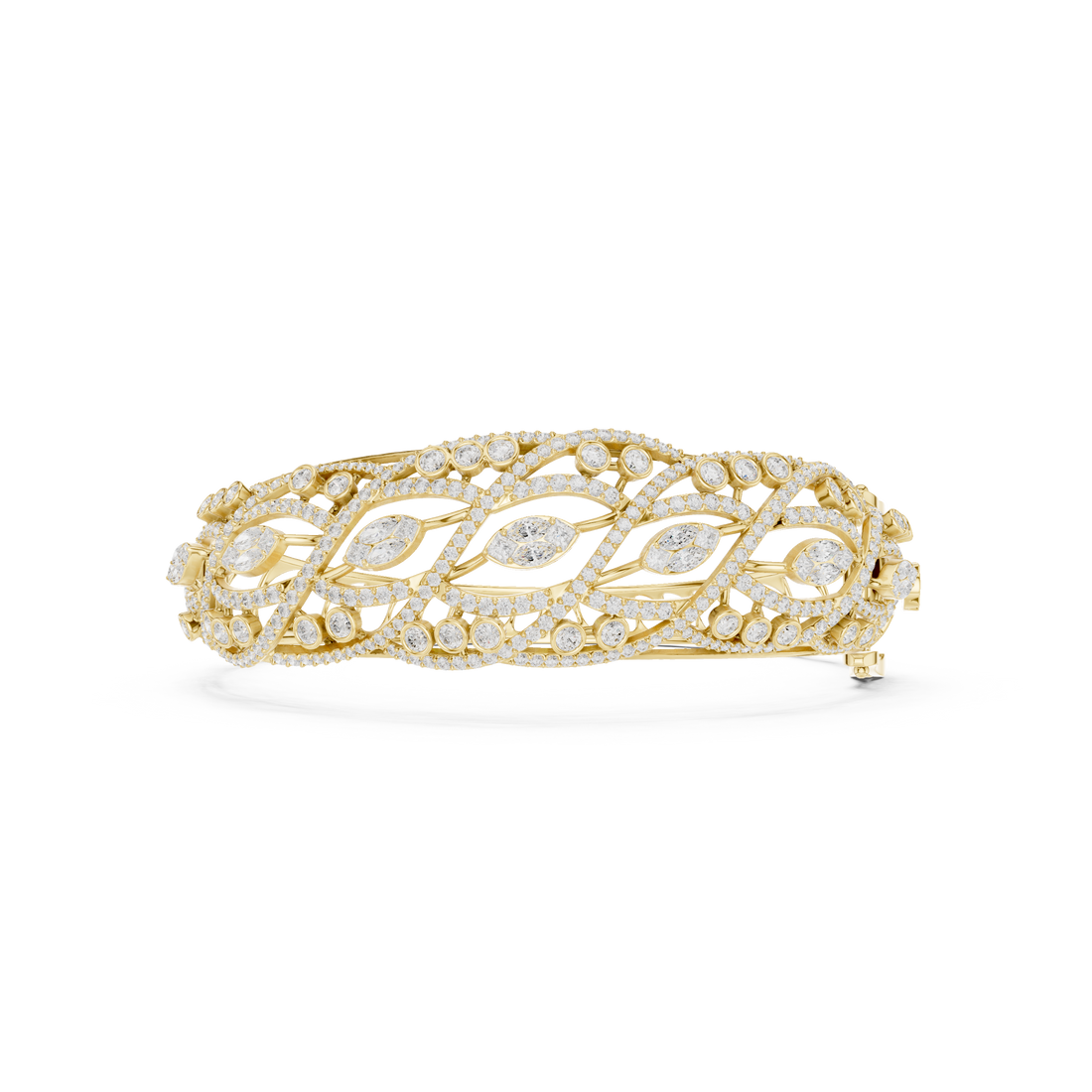 Intertwined Vine & Leaf Diamond Statement bracelet