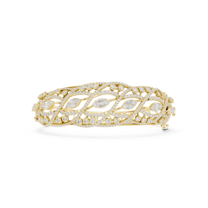 Intertwined Vine & Leaf Diamond Statement bracelet