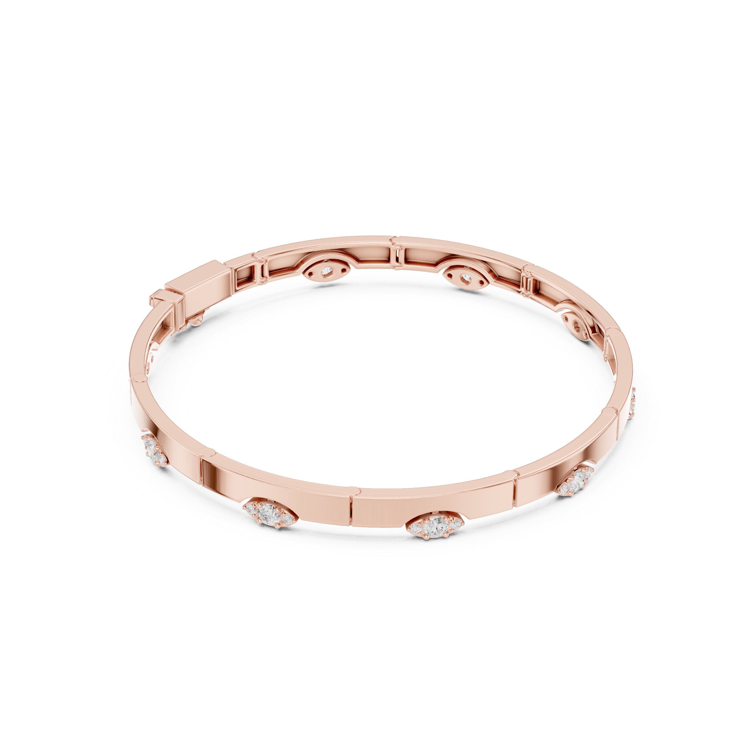 Stationed Eye Motif Link Diamond Bracelet