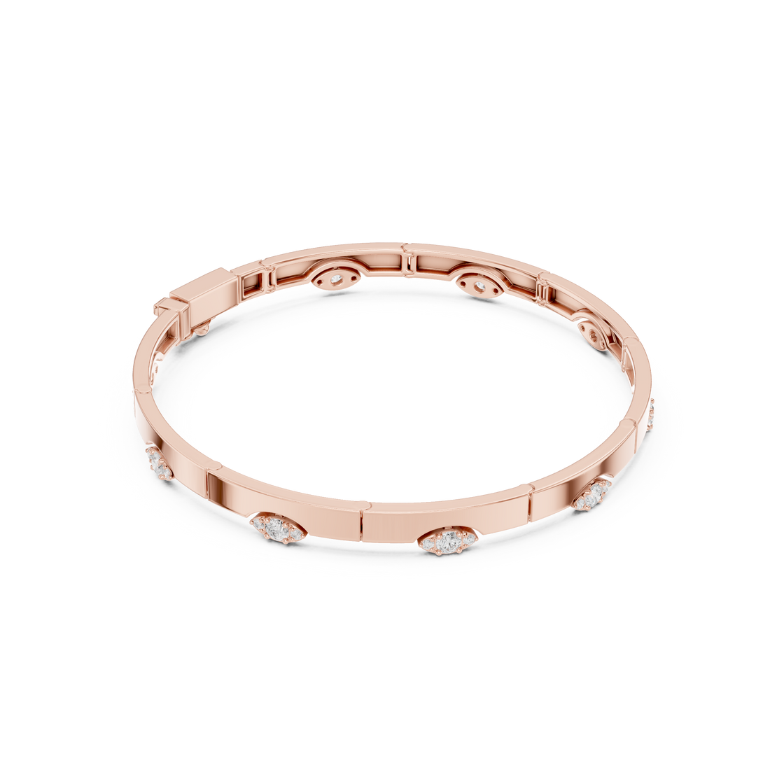 Stationed Eye Motif Link Diamond Bracelet