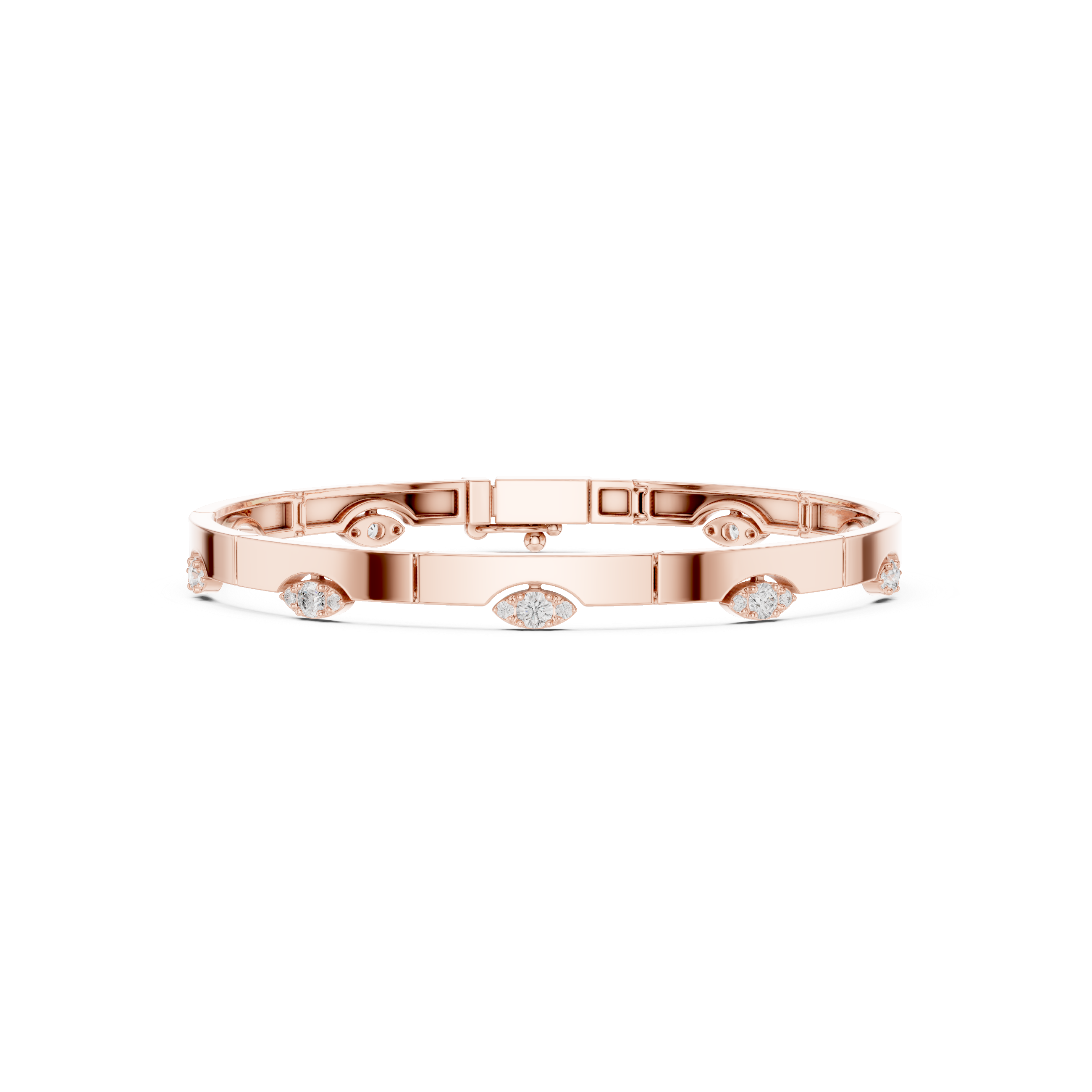 Stationed Eye Motif Link Diamond Bracelet