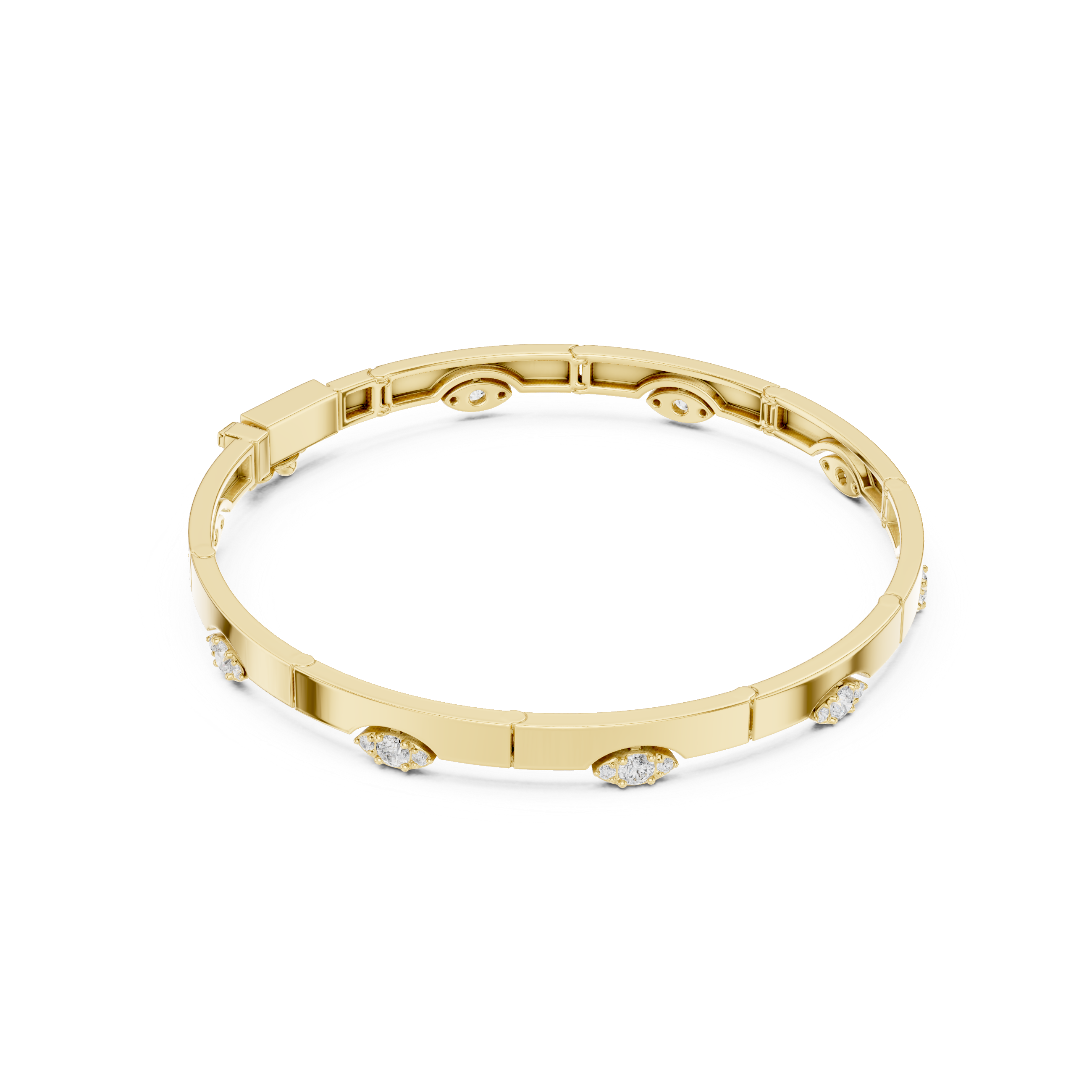 Stationed Eye Motif Link Diamond Bracelet