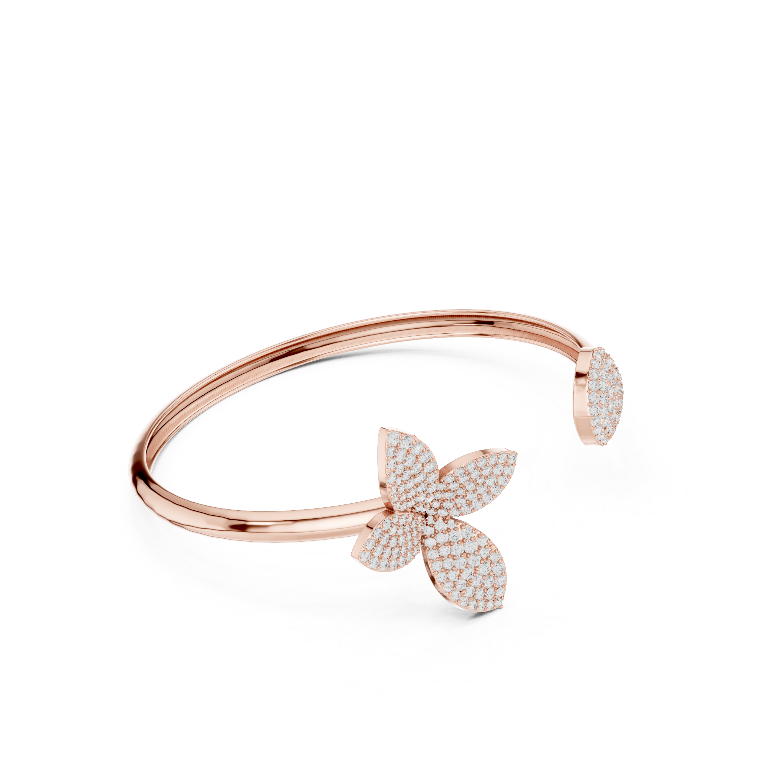 Butterfly & Dome Motif Open Bypass Bracelet