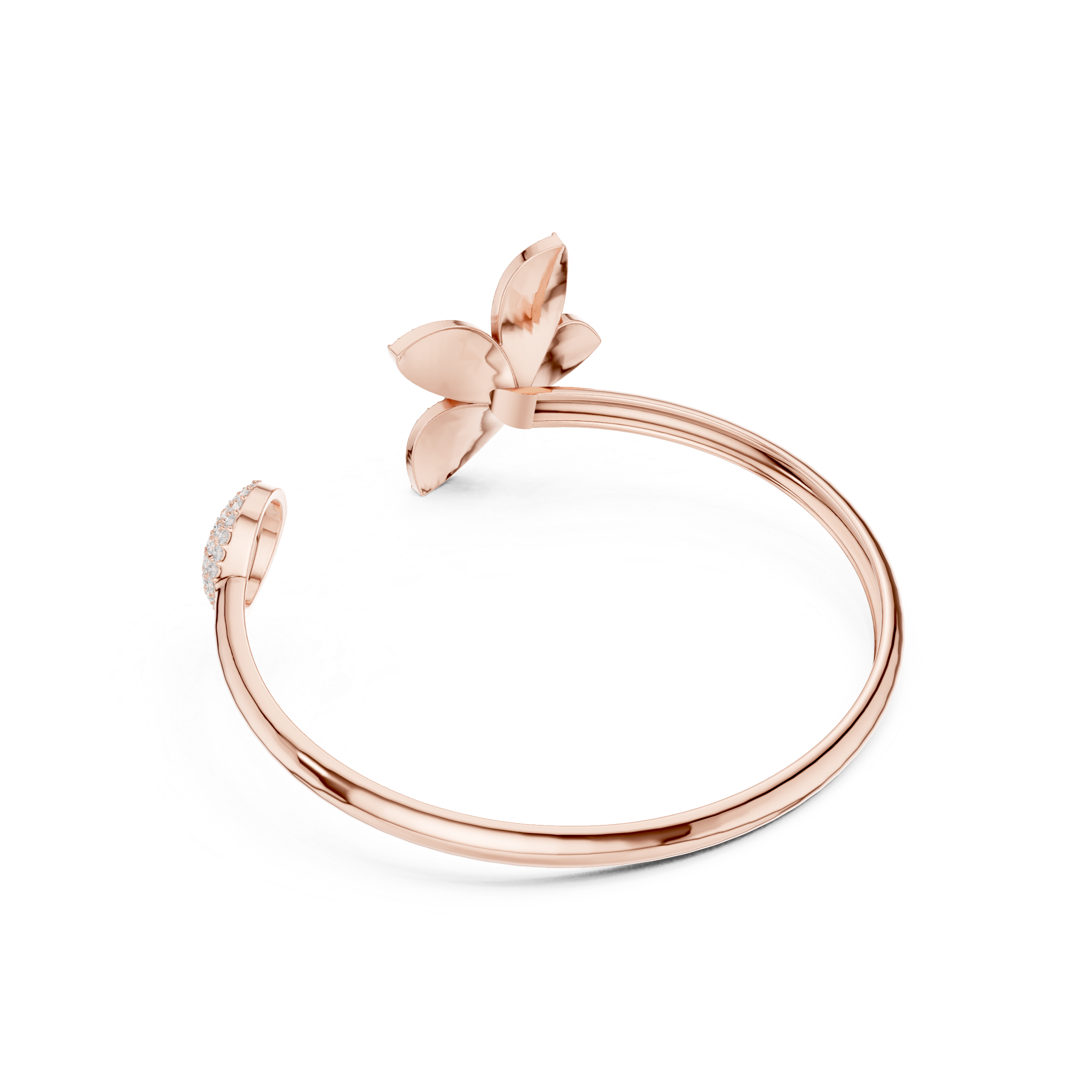 Butterfly & Dome Motif Open Bypass Bracelet