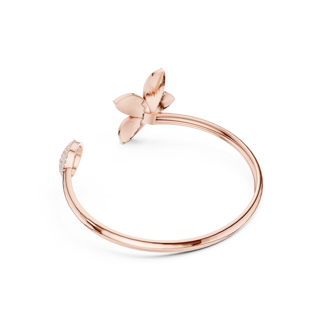 Butterfly & Dome Motif Open Bypass Bracelet