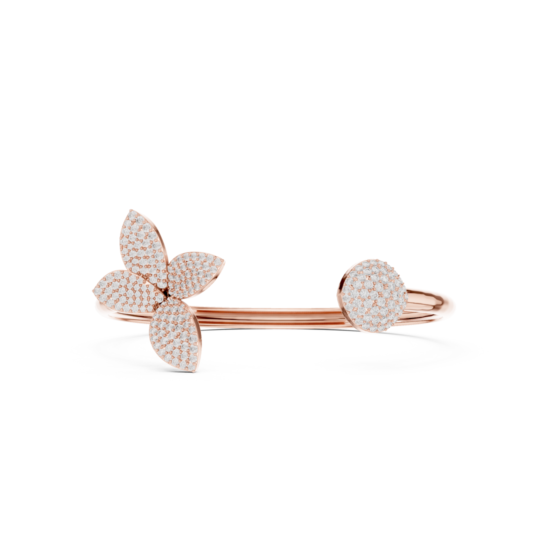 Butterfly & Dome Motif Open Bypass Bracelet