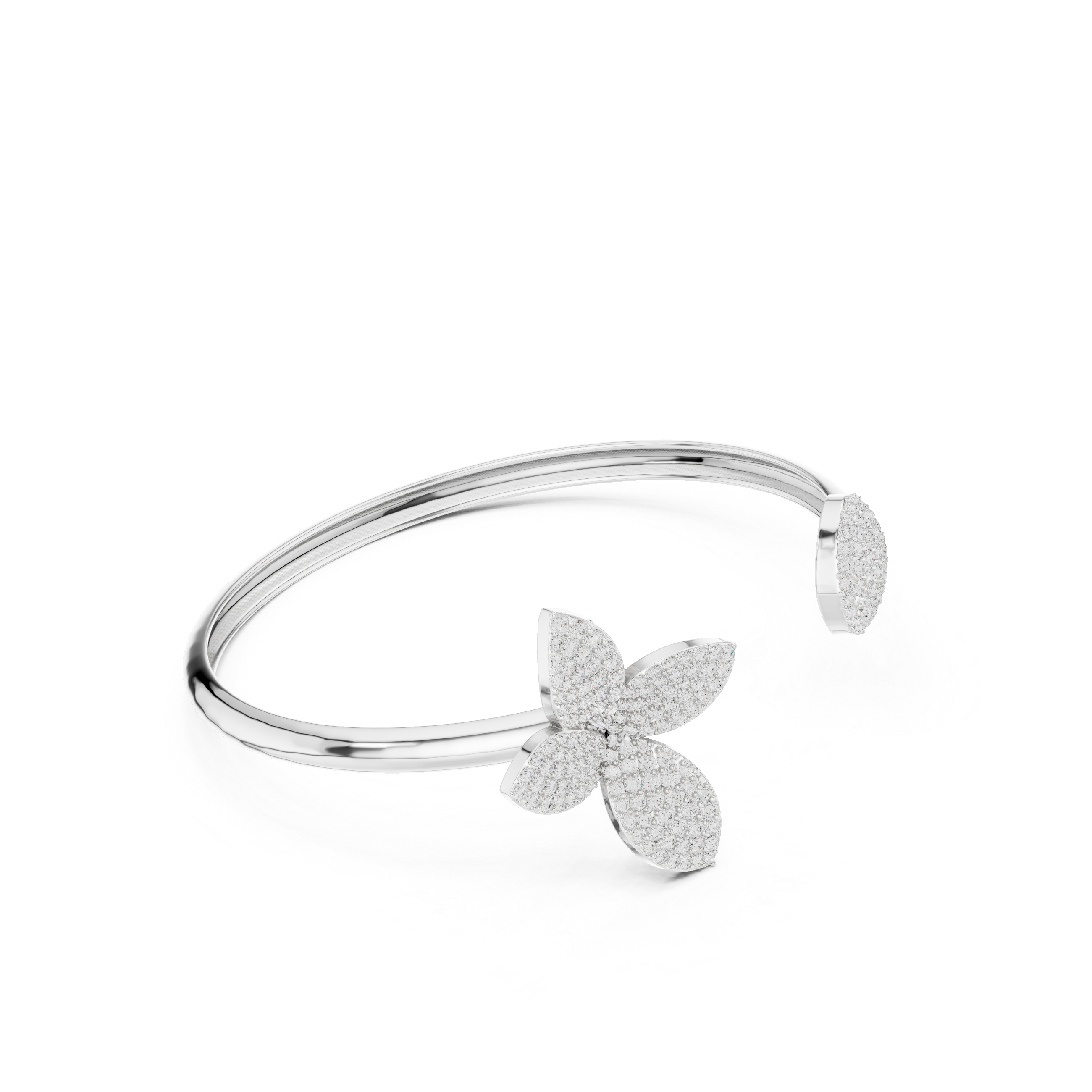 Butterfly & Dome Motif Open Bypass Bracelet