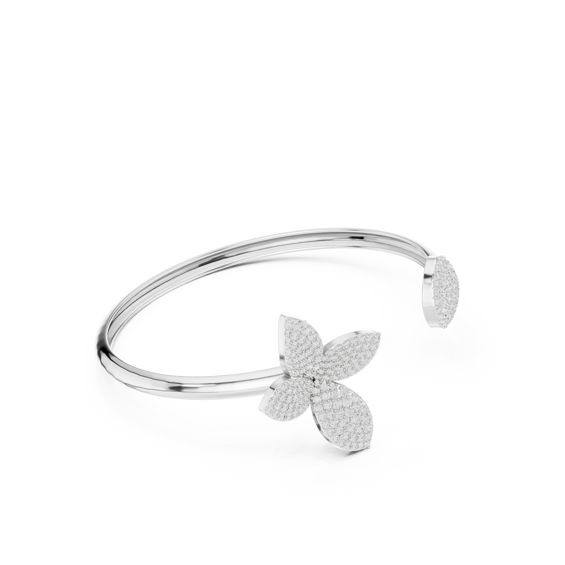 Butterfly & Dome Motif Open Bypass Bracelet