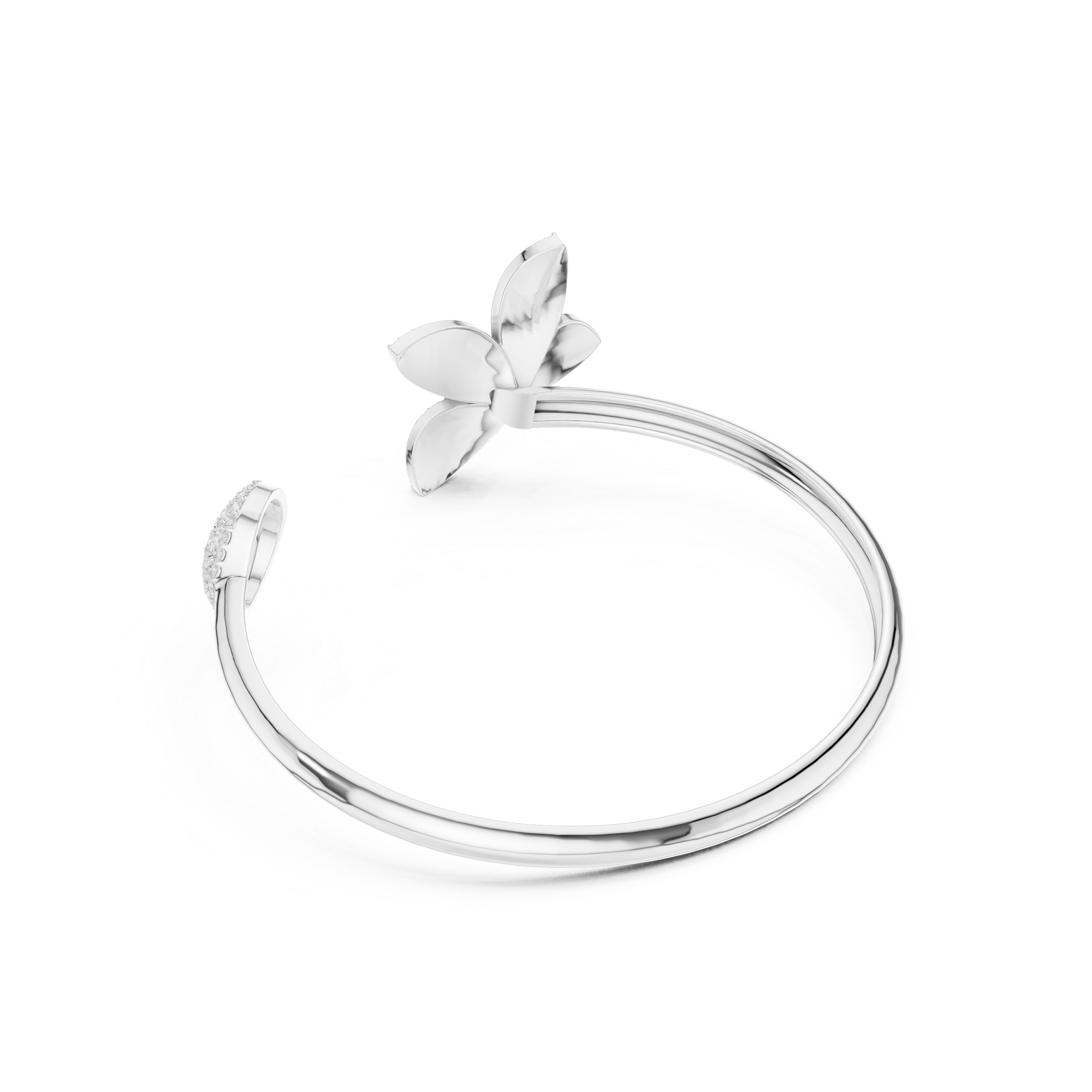 Butterfly & Dome Motif Open Bypass Bracelet