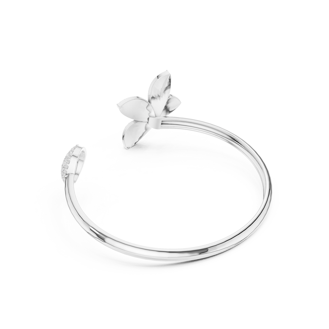 Butterfly & Dome Motif Open Bypass Bracelet