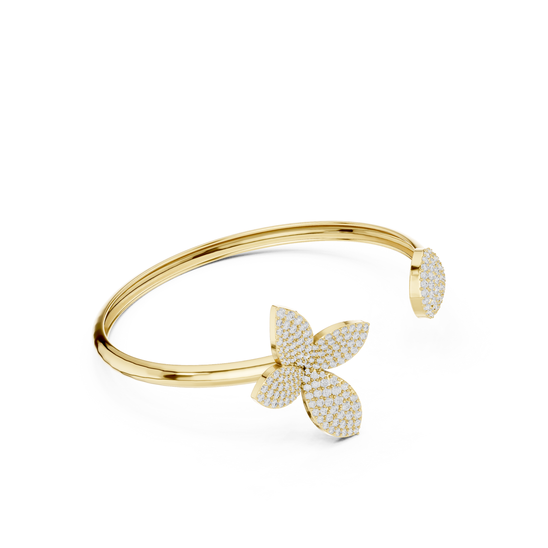 Butterfly & Dome Motif Open Bypass Bracelet