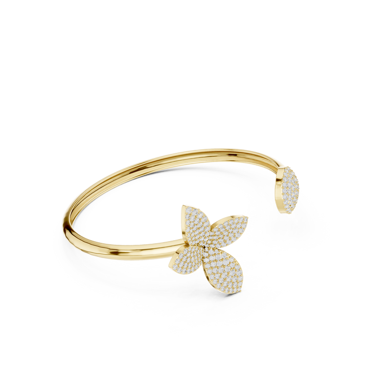 Butterfly & Dome Motif Open Bypass Bracelet