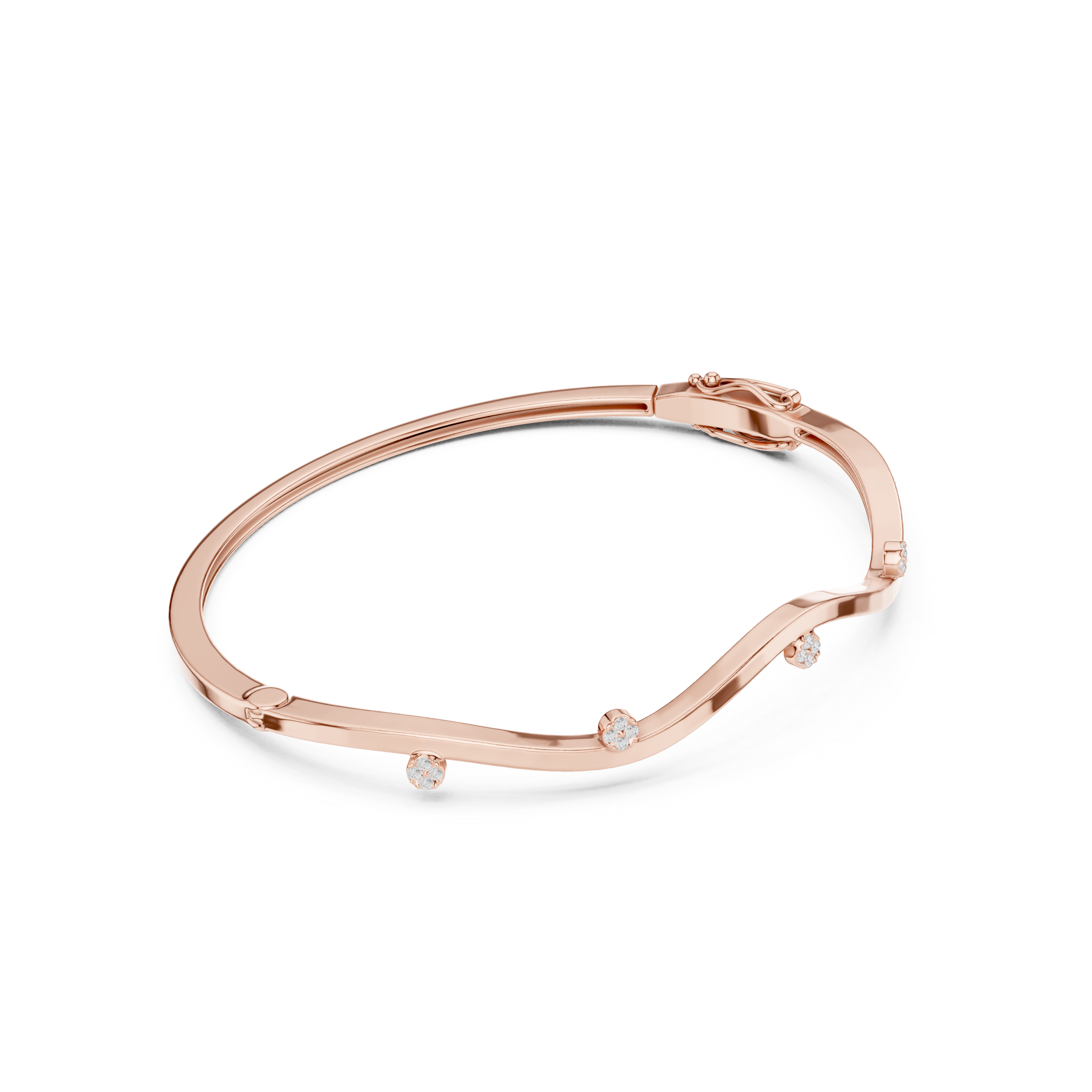 Wavy Station Cluster Diamond Bracelet