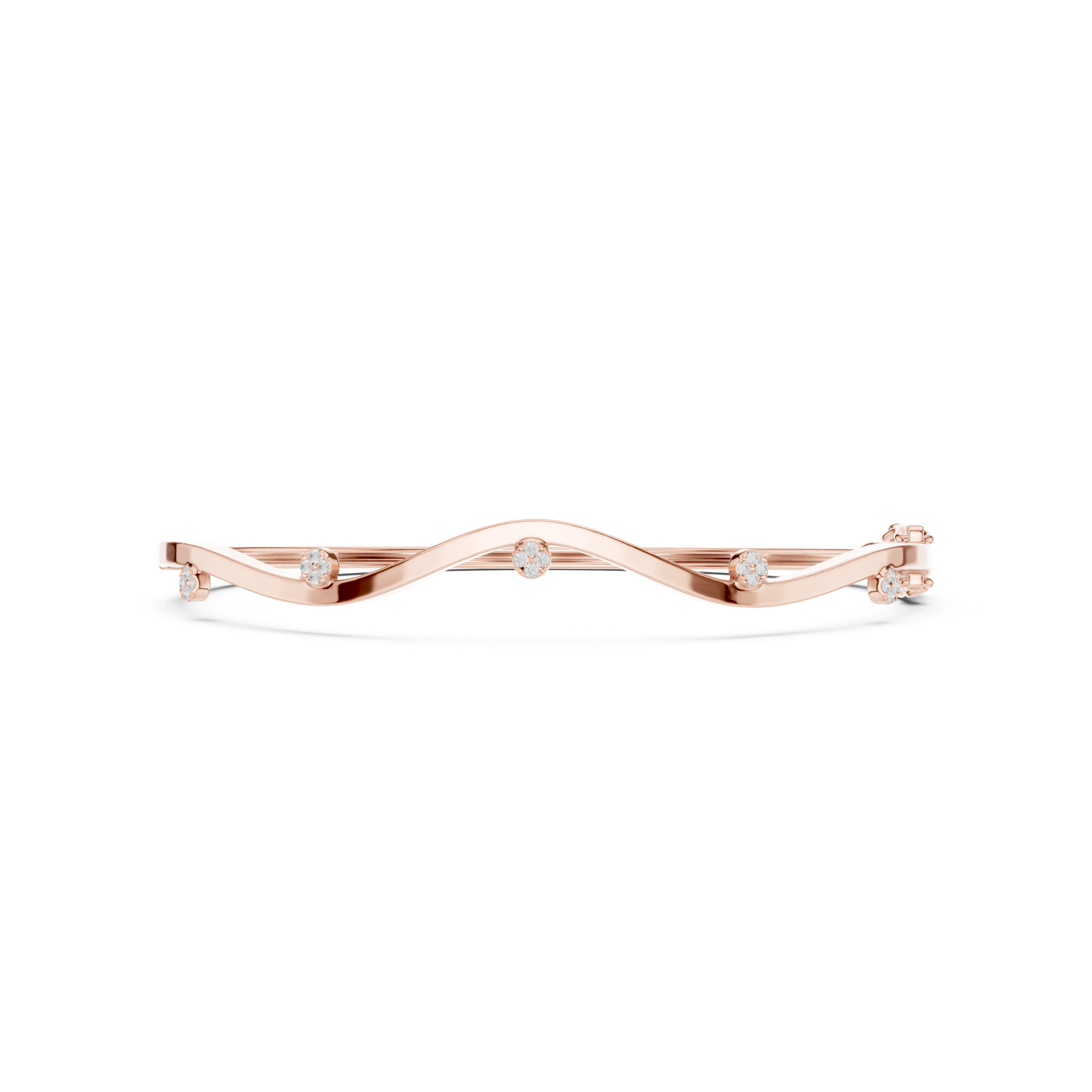 Wavy Station Cluster Diamond Bracelet