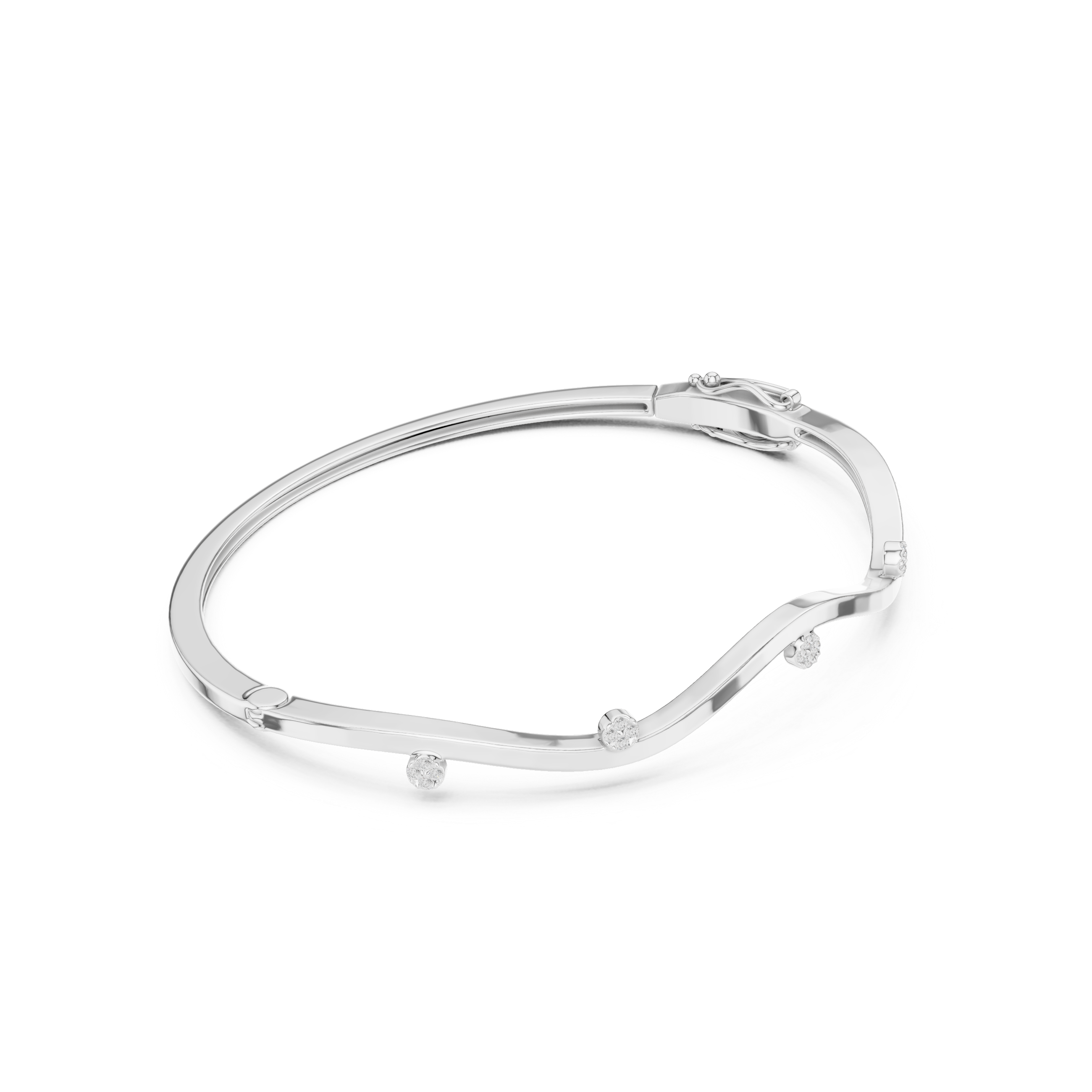 Wavy Station Cluster Diamond Bracelet