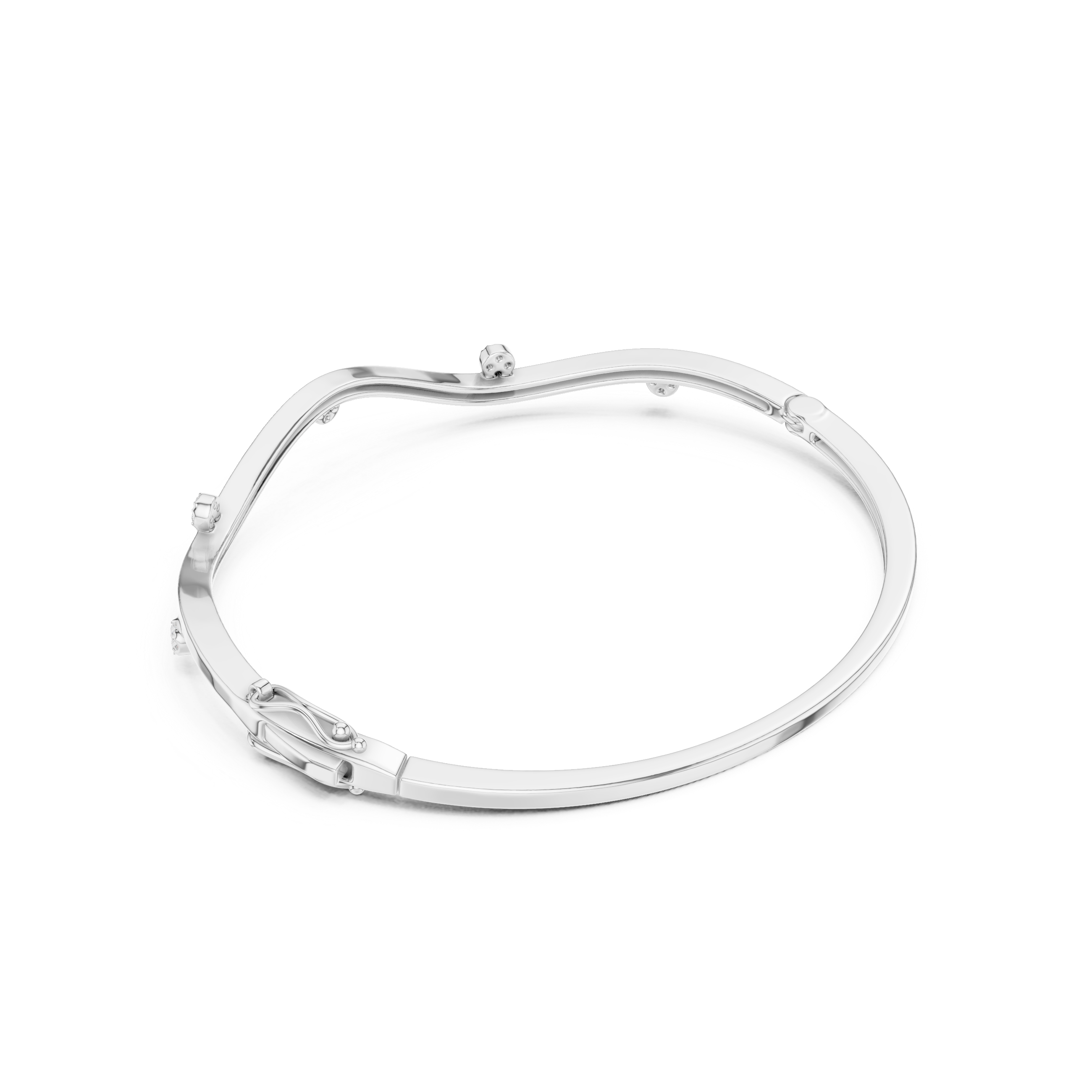 Wavy Station Cluster Diamond Bracelet