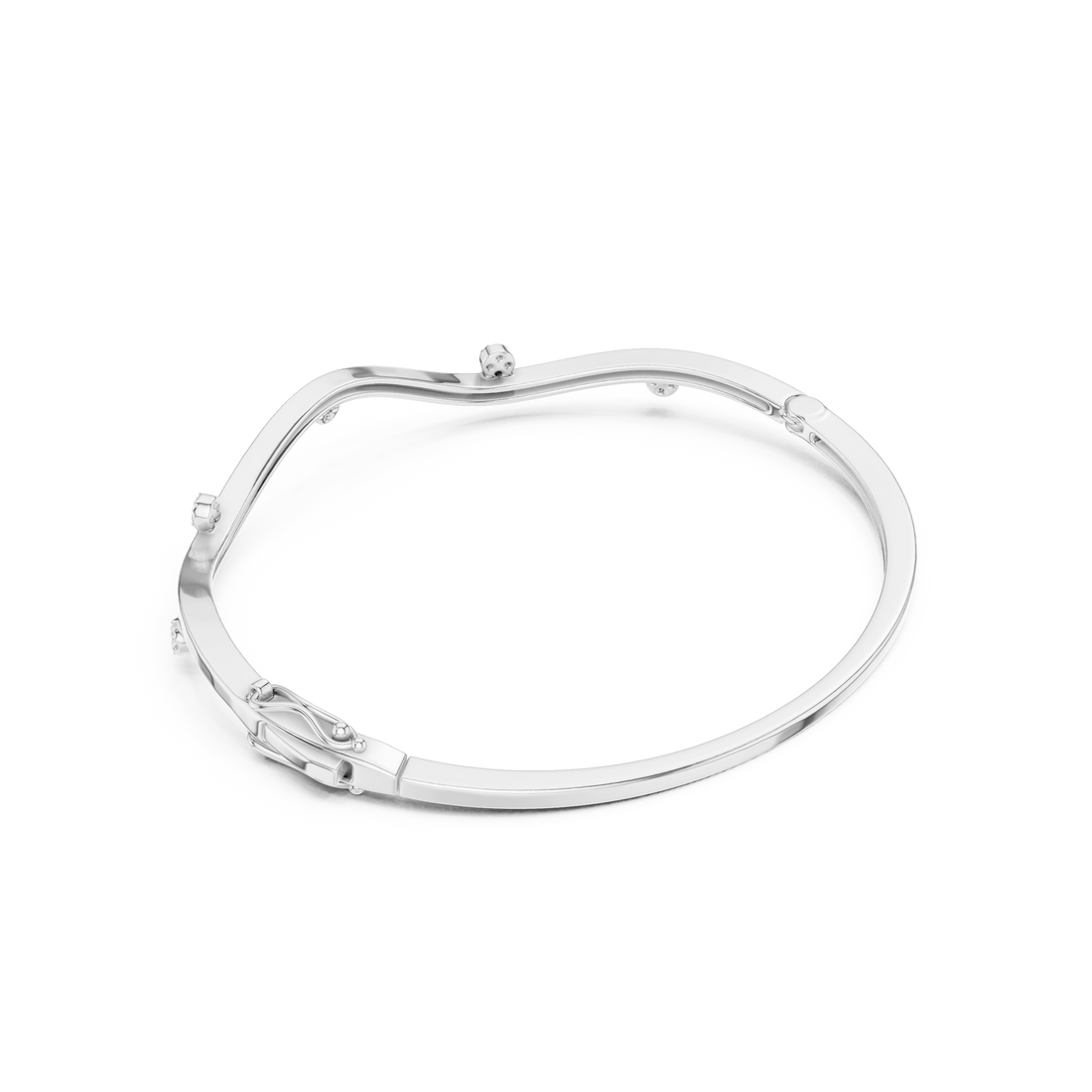 Wavy Station Cluster Diamond Bracelet