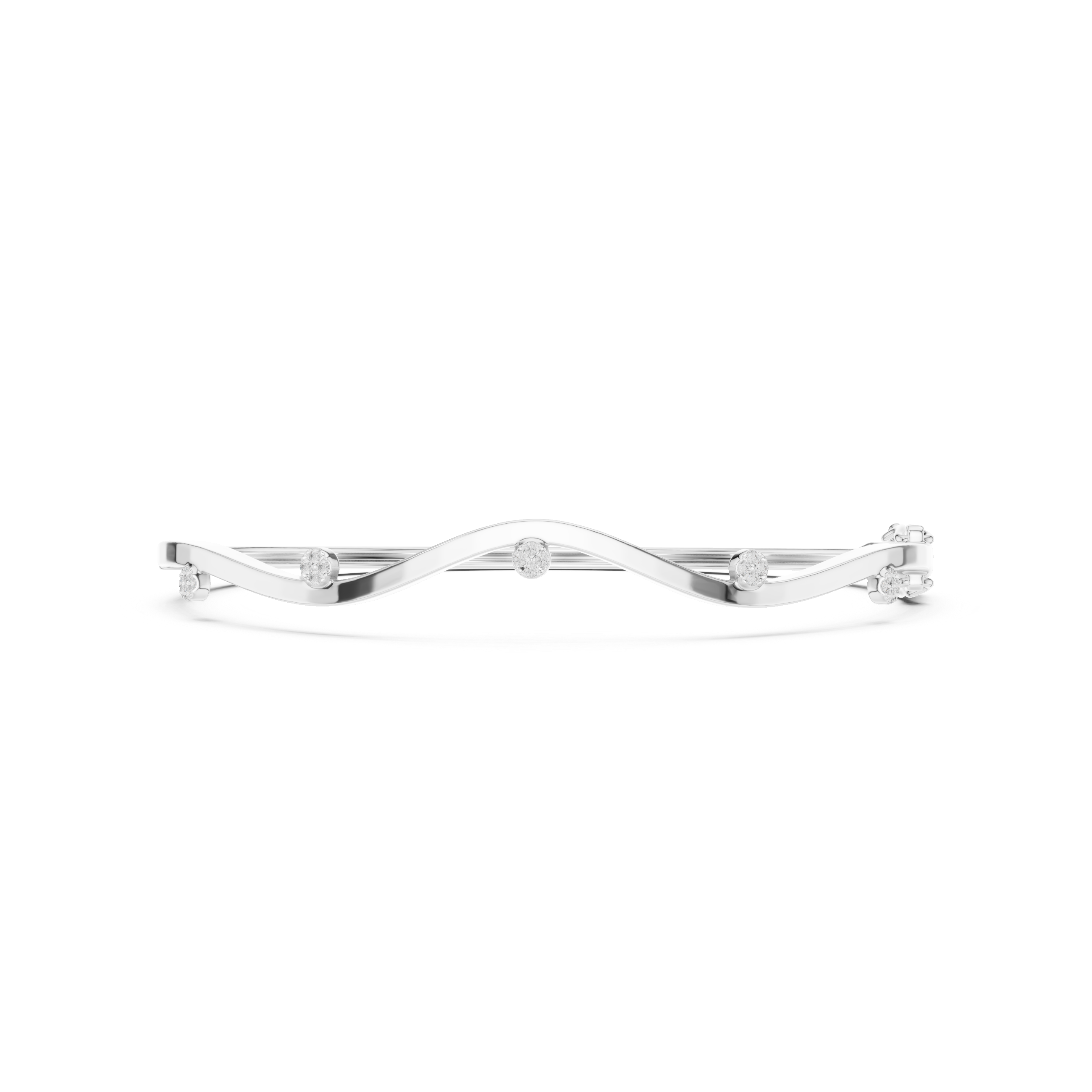 Wavy Station Cluster Diamond Bracelet