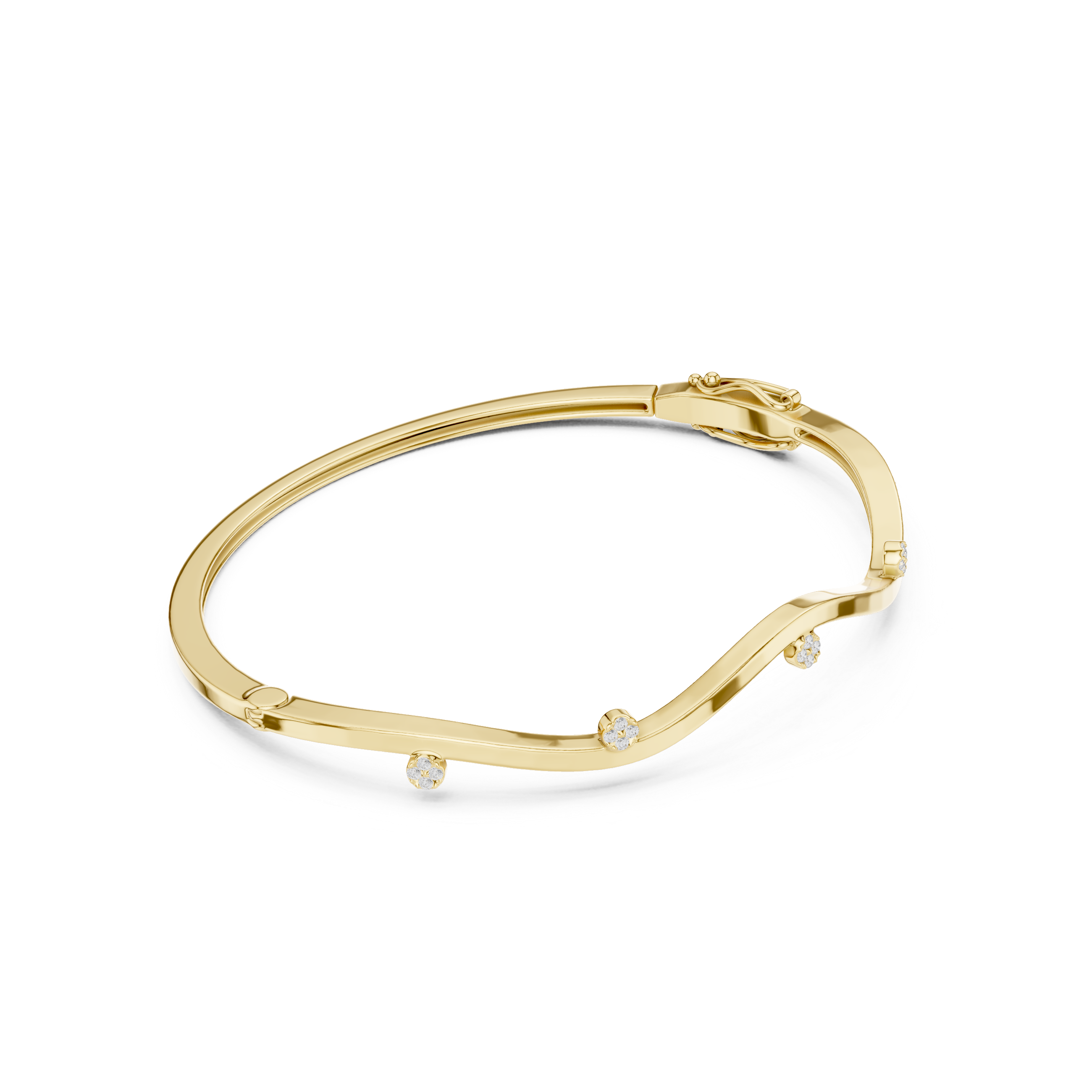 Wavy Station Cluster Diamond Bracelet