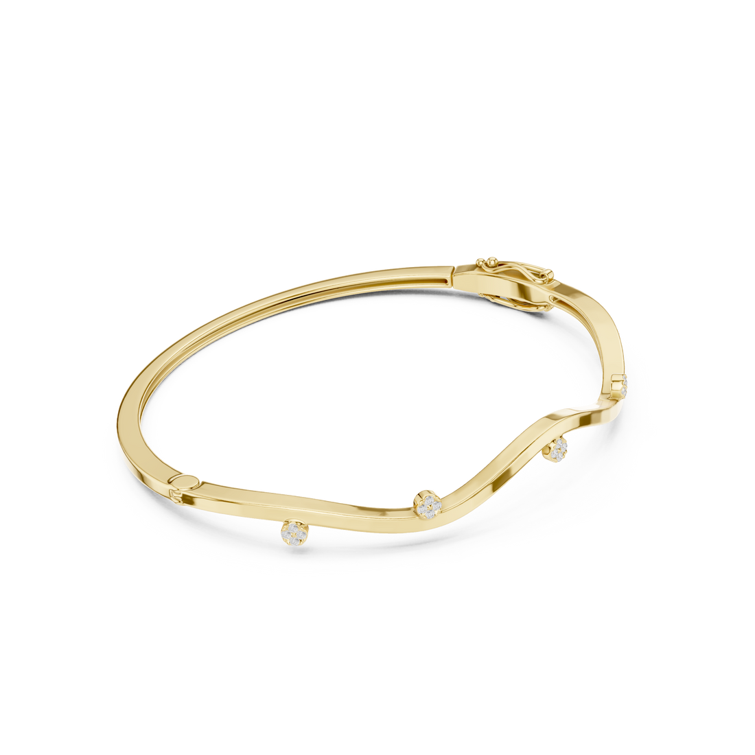 Wavy Station Cluster Diamond Bracelet