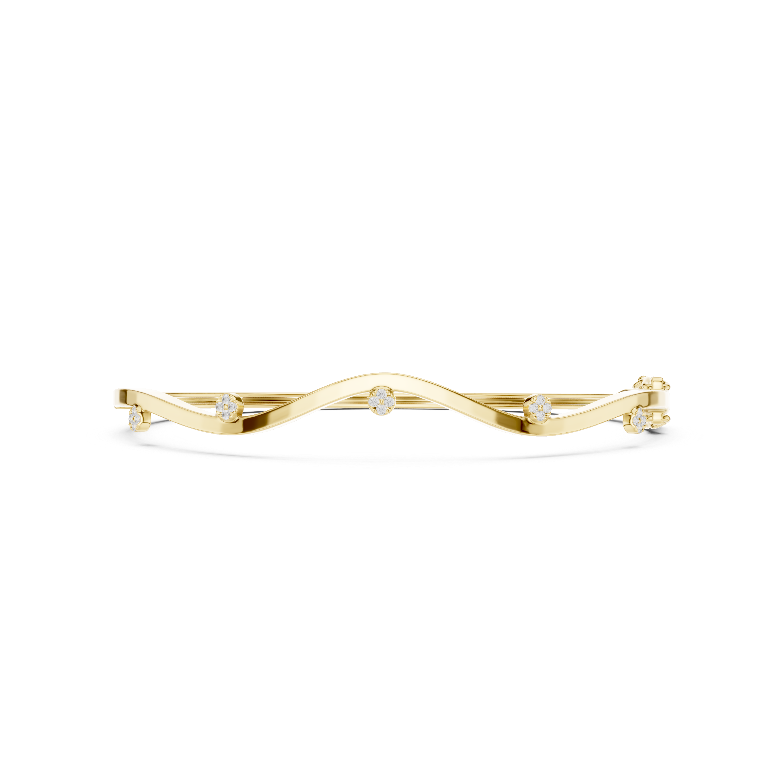 Wavy Station Cluster Diamond Bracelet