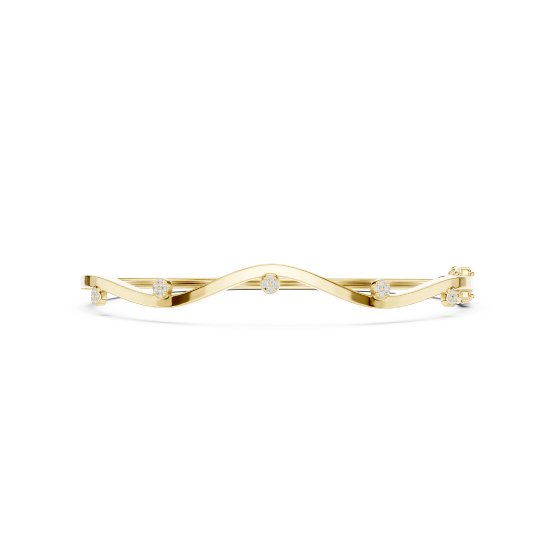 Wavy Station Cluster Diamond Bracelet