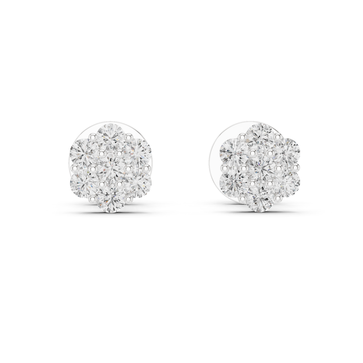 7-Stone Diamond Flower Cluster Stud