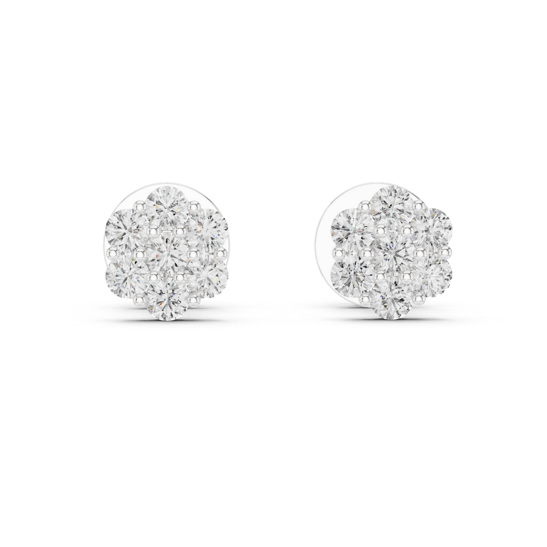 7-Stone Diamond Flower Cluster Stud