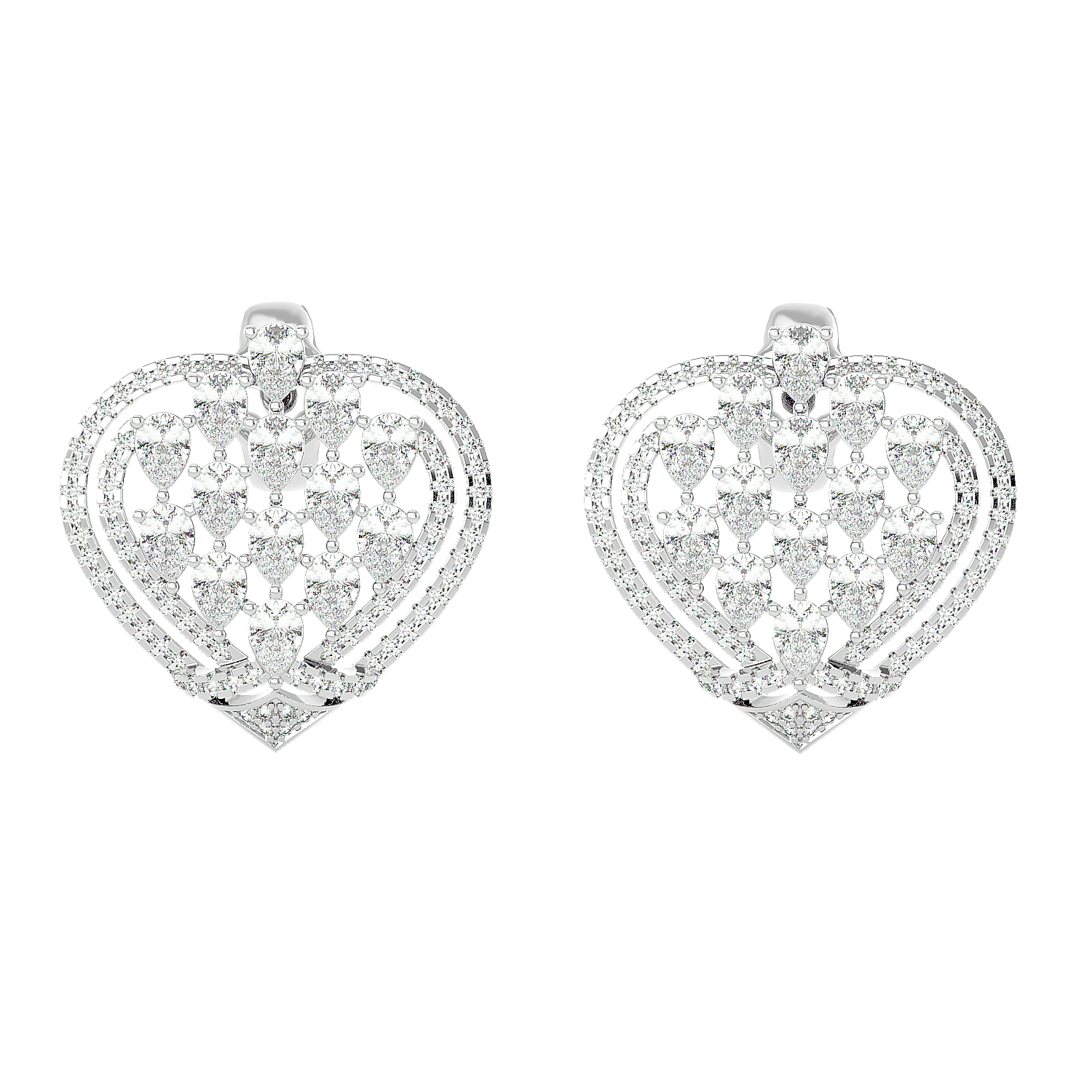 Heart Mosaic Diamond Earring
