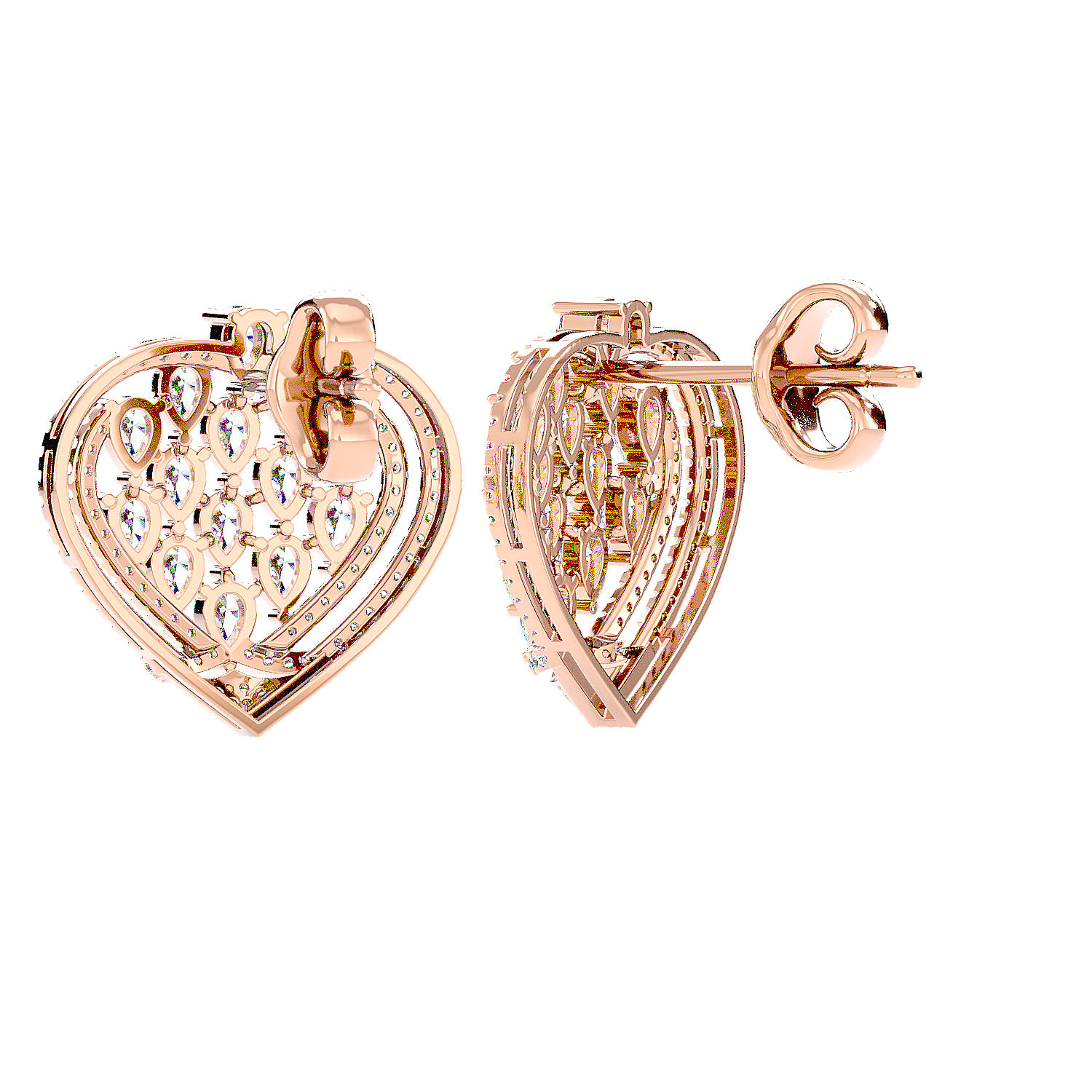 Heart Mosaic Diamond Earring