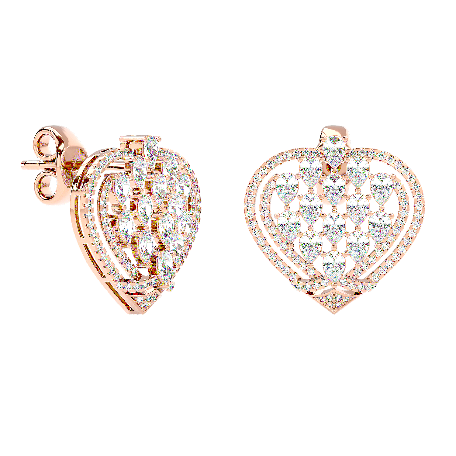 Heart Mosaic Diamond Earring