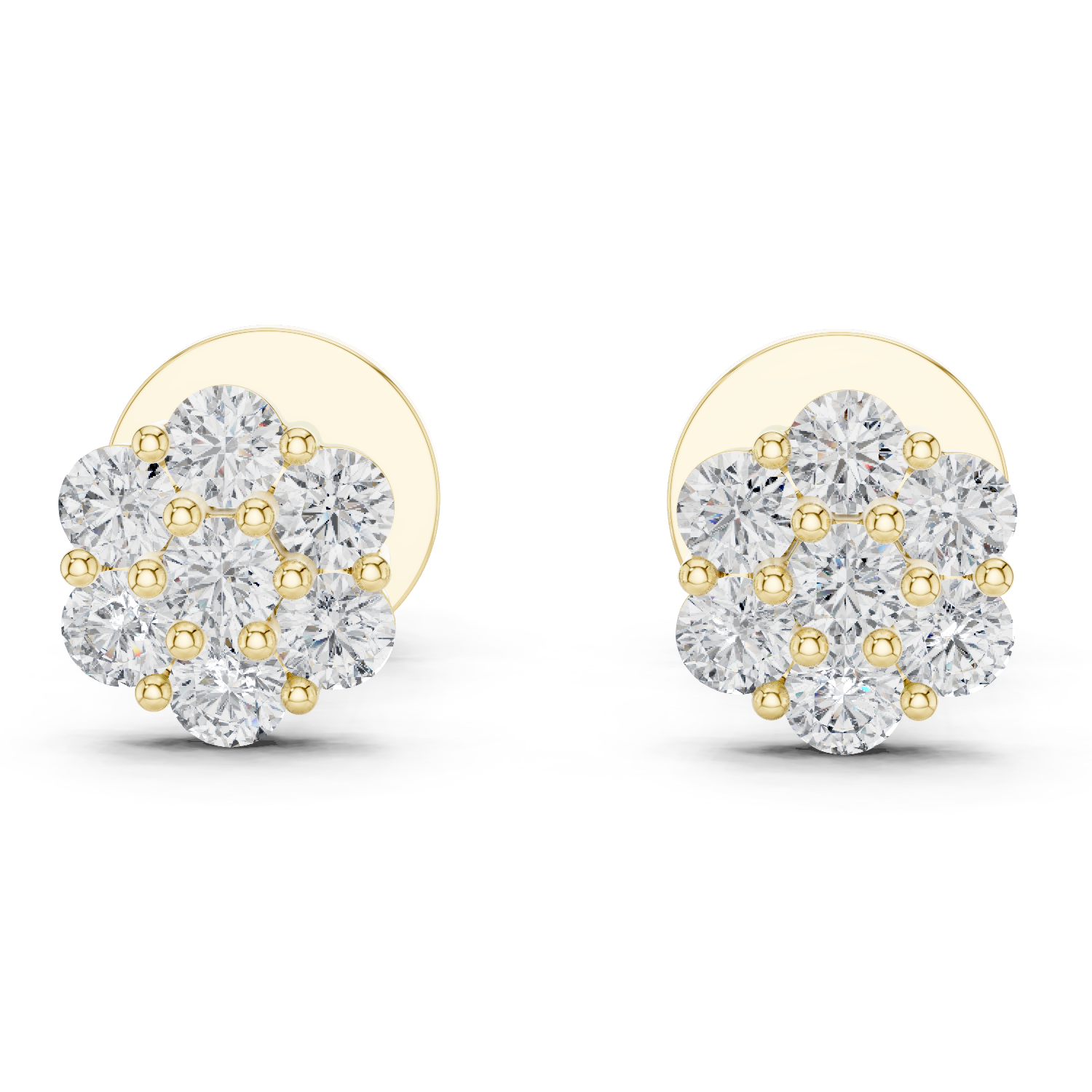7-Stone Diamond Flower Cluster Stud