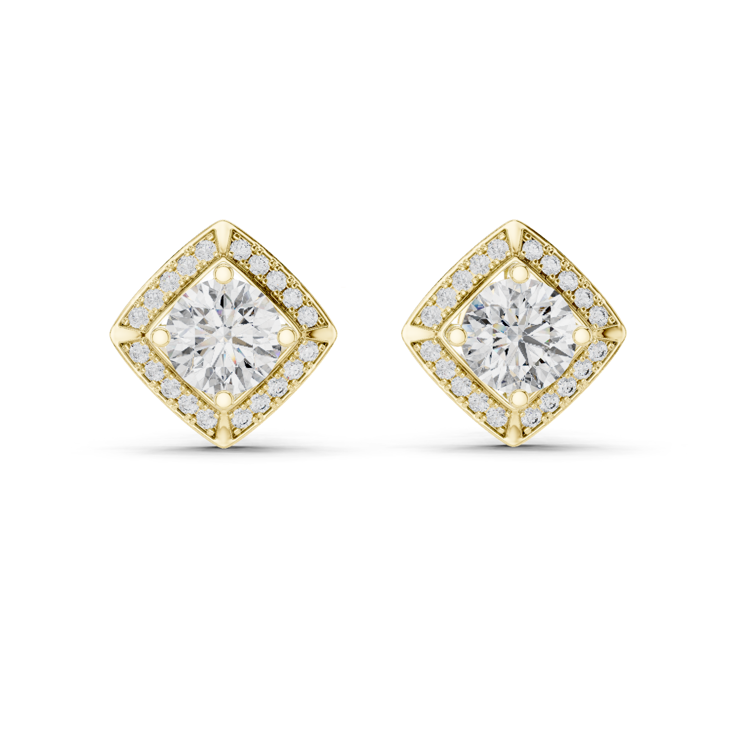 Square Cushion Halo Diamond Stud