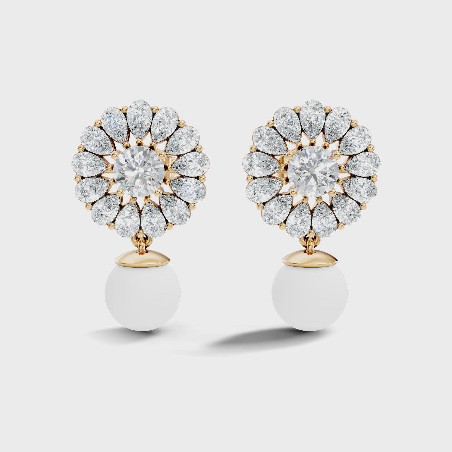 Blooming Sunflower Pearl Drop Earrings
