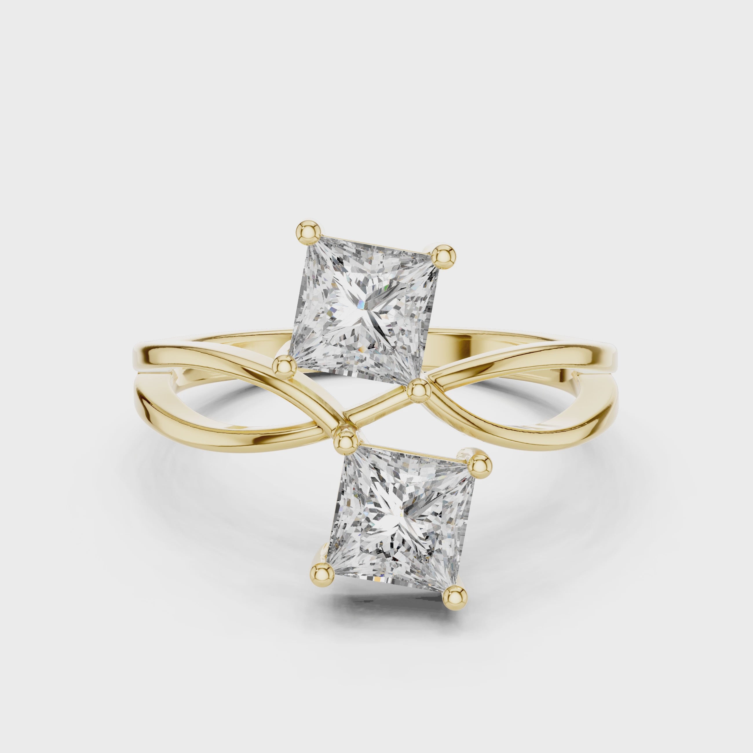 Two-Stone Princess-Cut "Toi et Moi" Bypass Ring