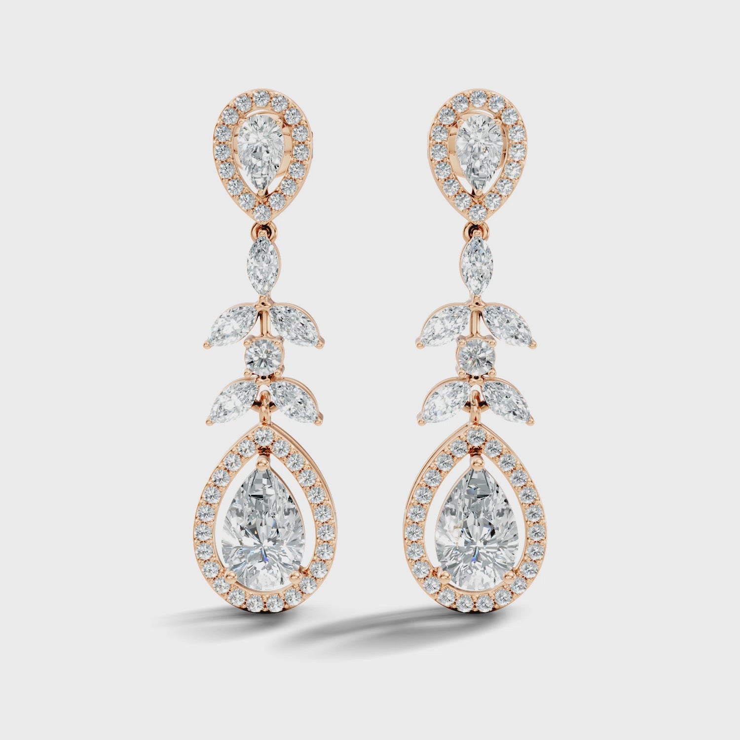 Pear Diamond Vine Drop Earrings