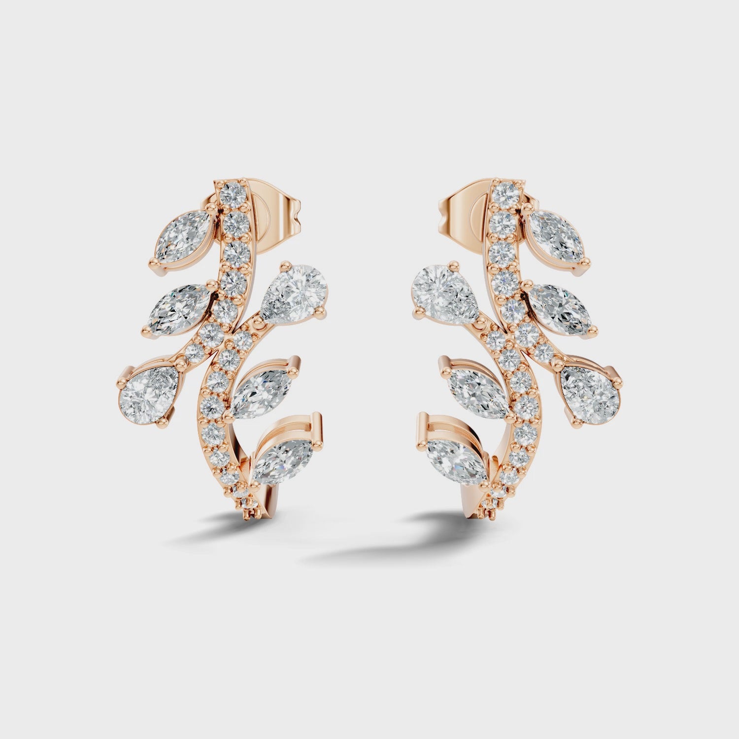 Marquise & Pear Diamond Leaf Crawler Earrings