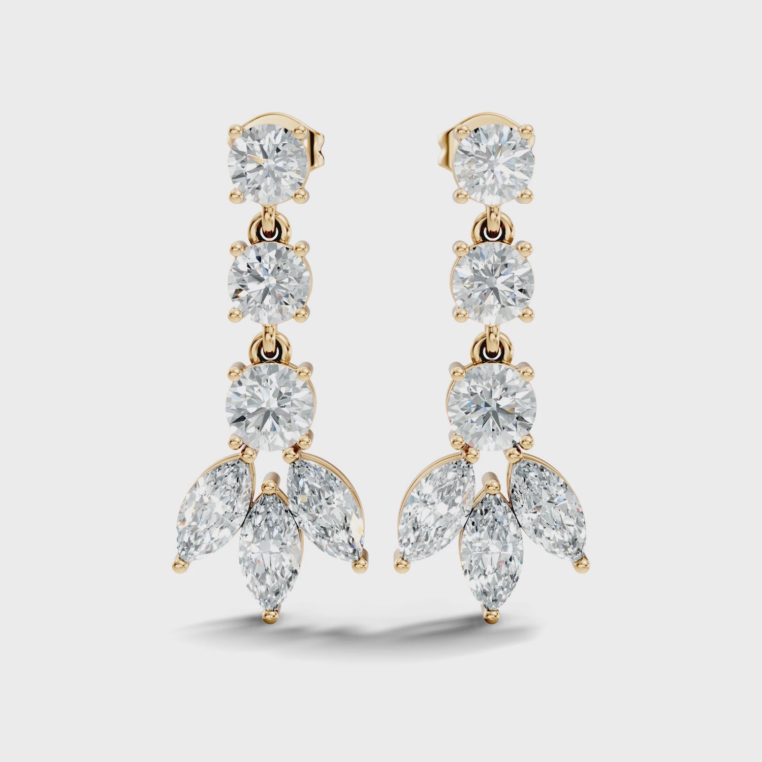 Linear Cascade Marquise Diamond Drop Earrings