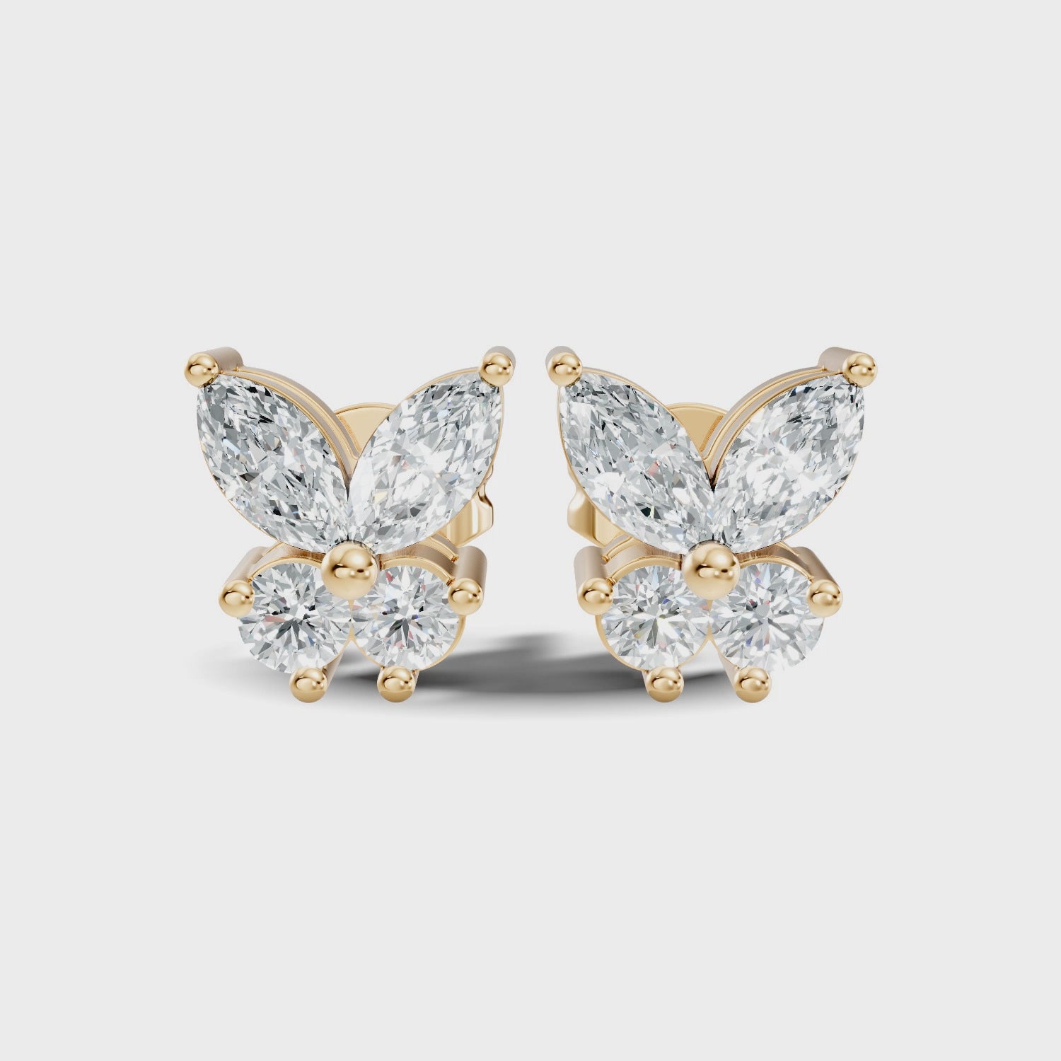 Marquise & Round Diamond Butterfly Stud