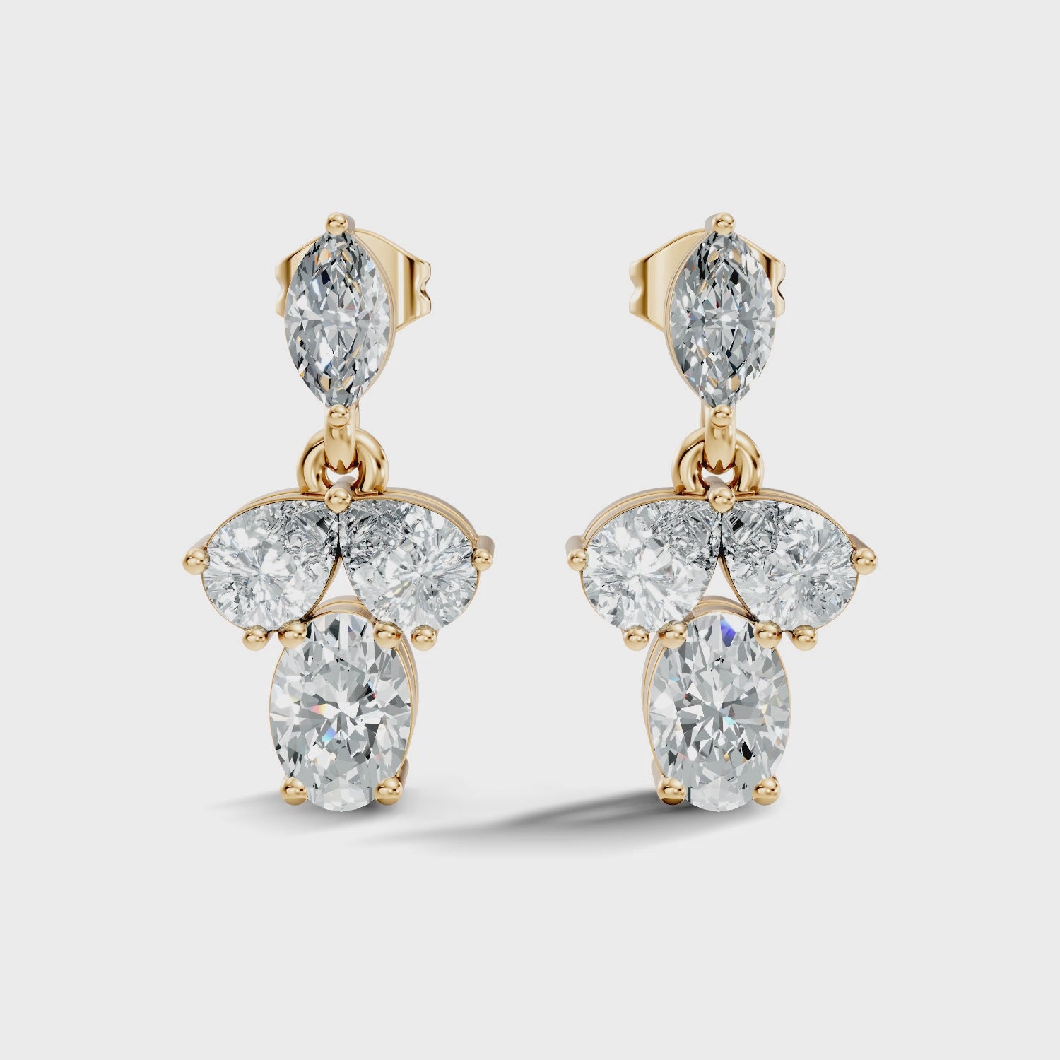 Multi-Shape Marquise, Pear & Oval Diamond Drop Earrings