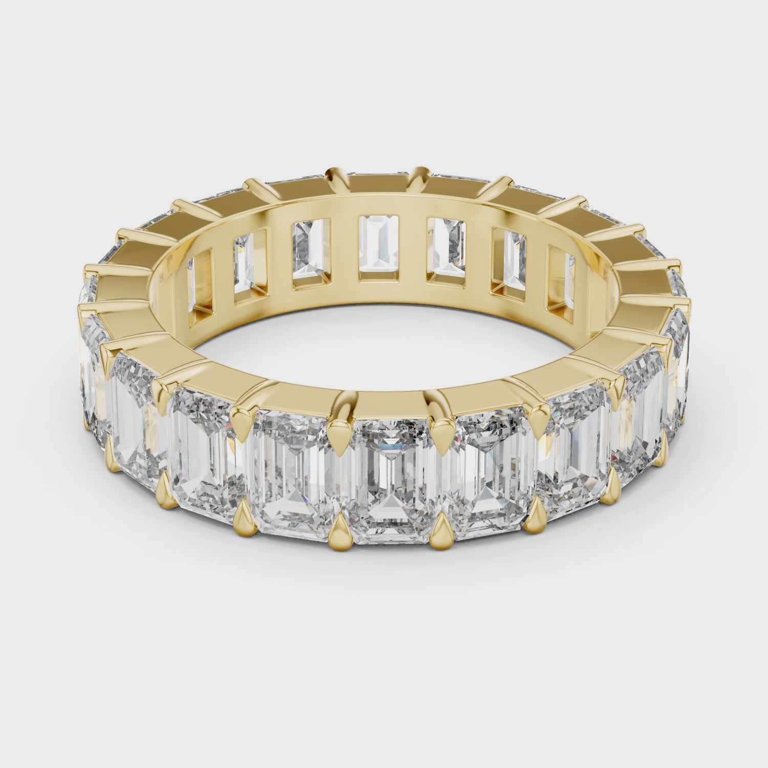 Emerald-Cut Shared-Prong Full Eternity Band