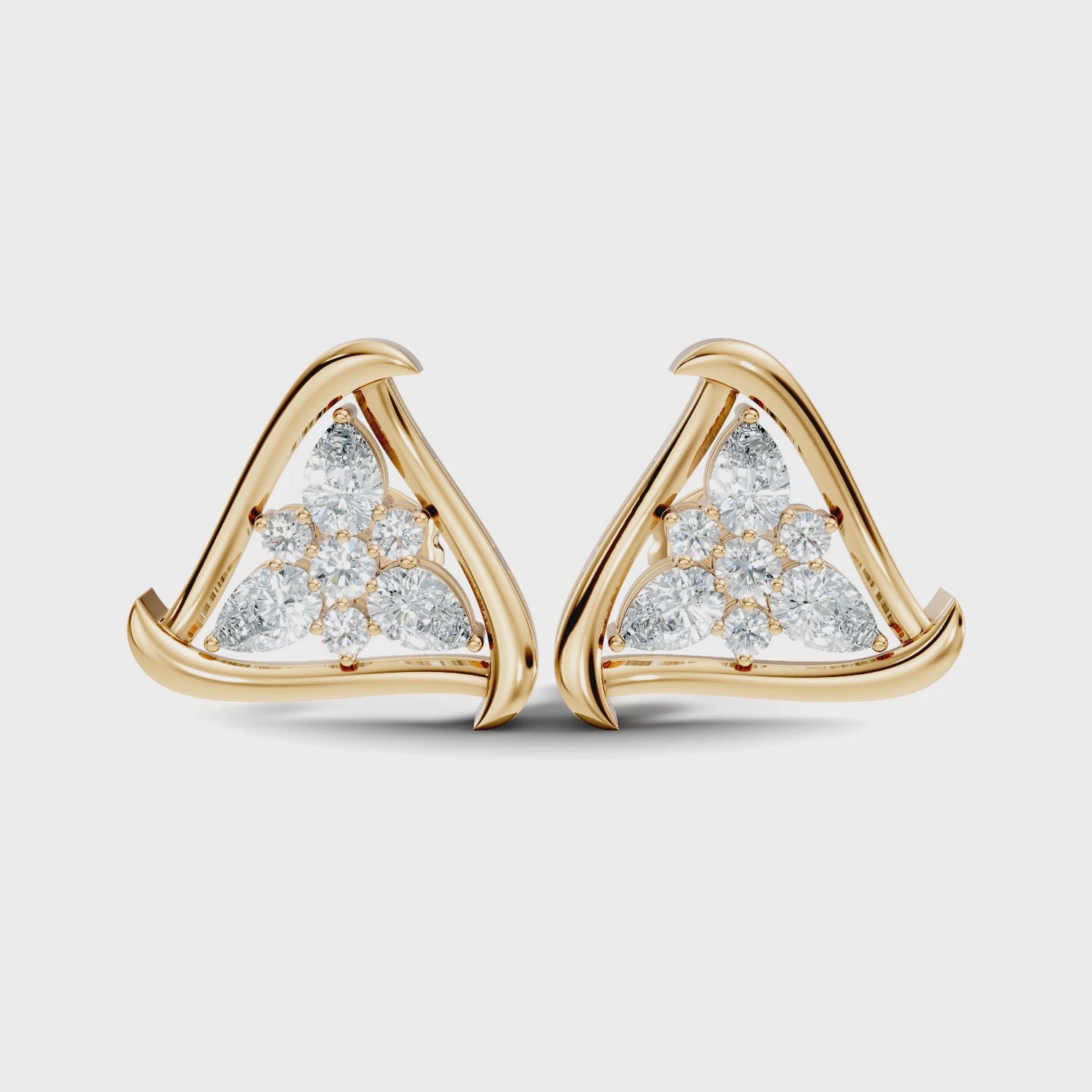 Triangular Floral Cluster Diamond Earrings