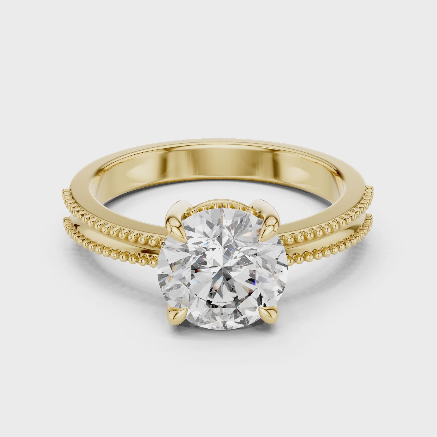 Classic Milgrain Edge 2.05 Carat Round Solitaire Diamond Ring