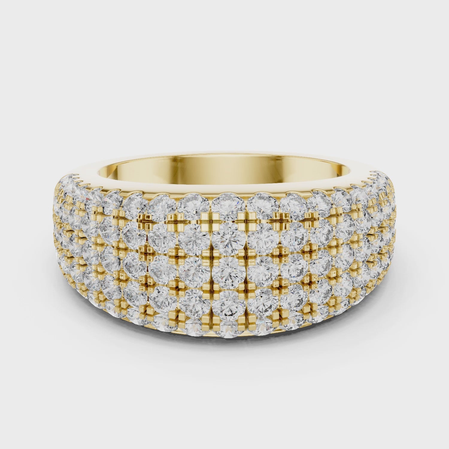 Multi-Row U-Cut Pave Diamond Statement Band
