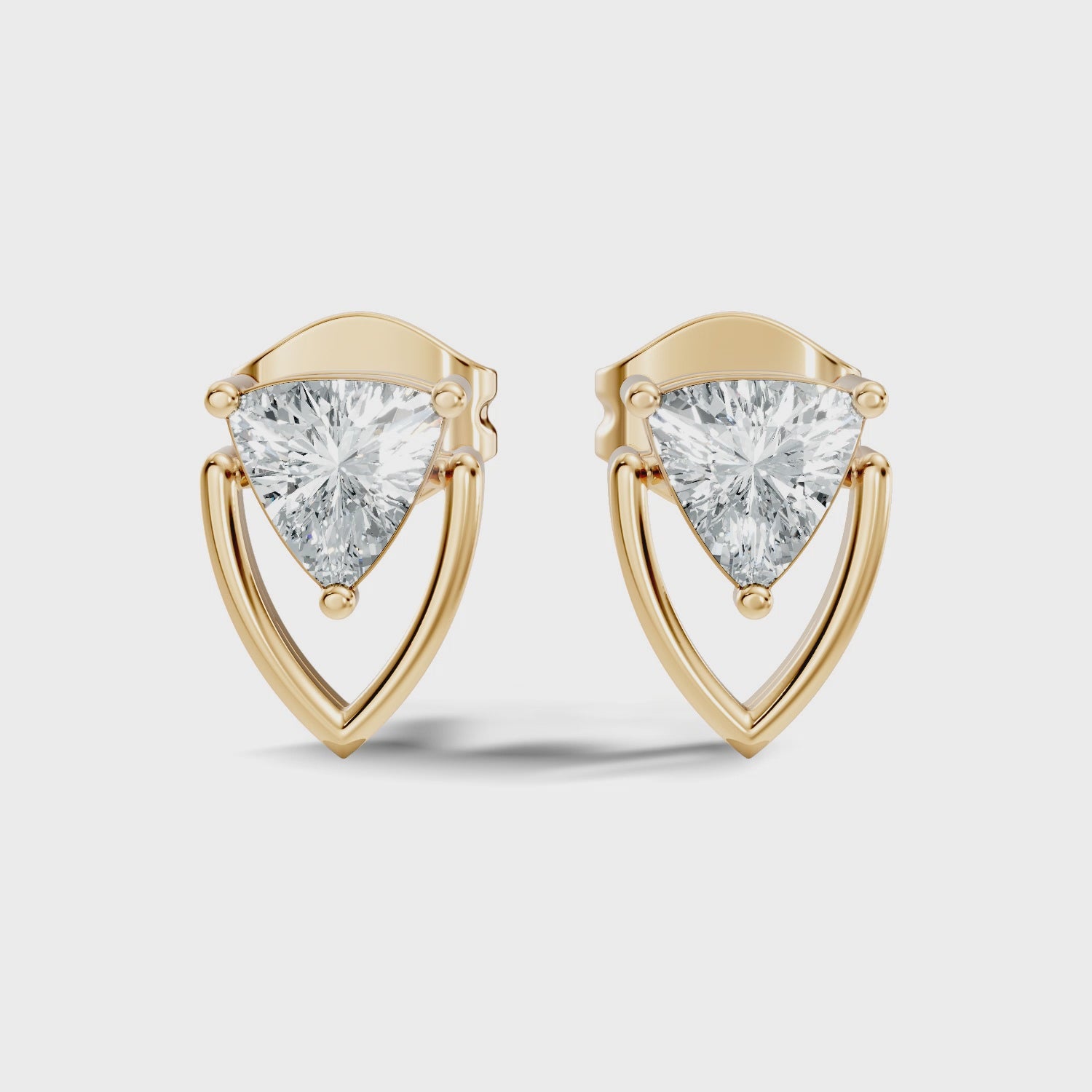 Trillion Cut Diamond Geometric Open Frame Stud